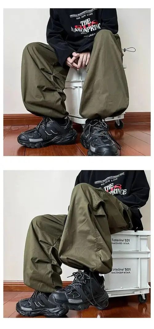 Japanese Brand Vintage Streetwear black cargo parachute pants y2k Size US 32 / EU 48 - 4 Thumbnail