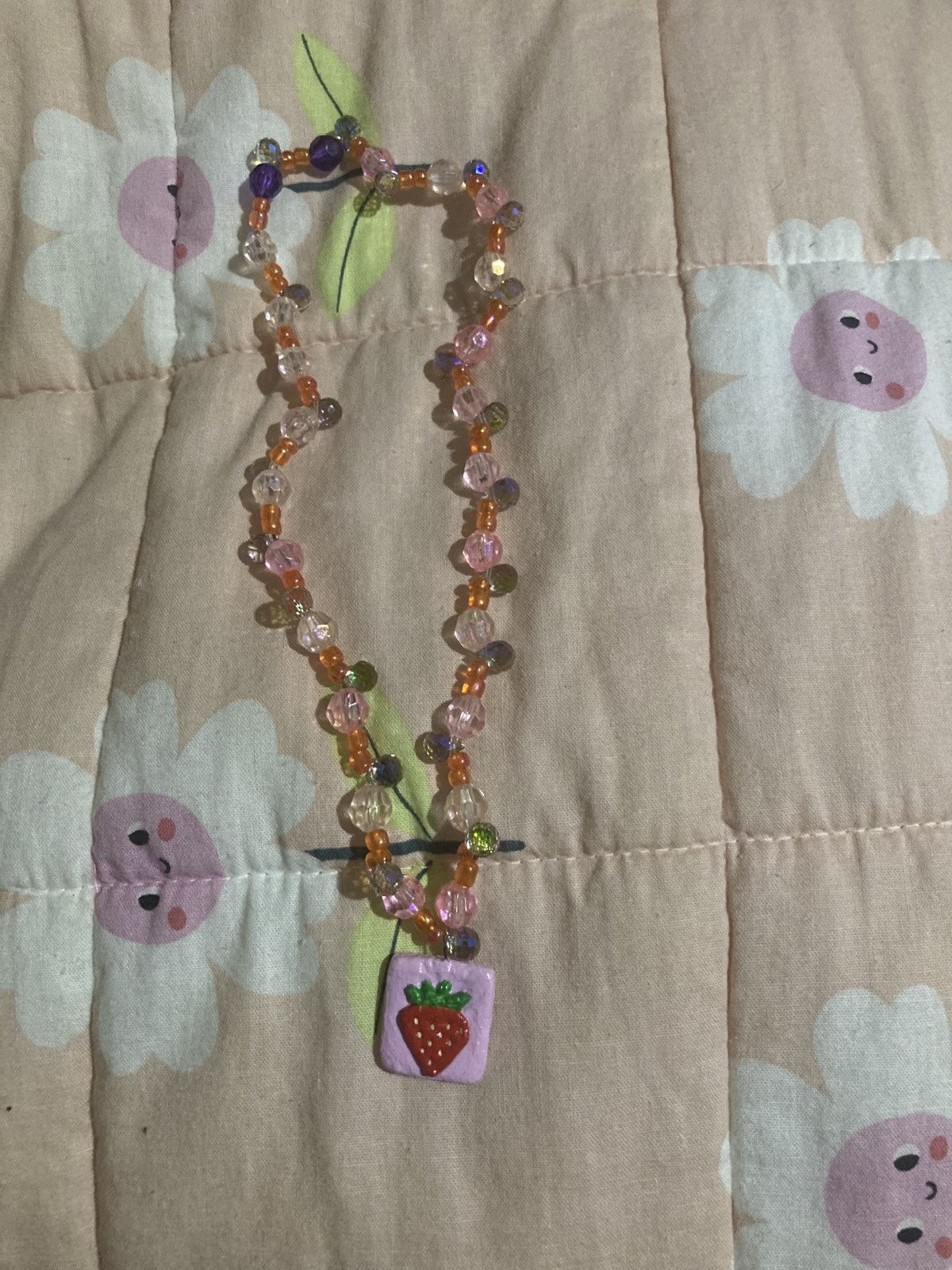 Other Pink and green strawberry pendant necklace Size ONE SIZE - 1 Thumbnail