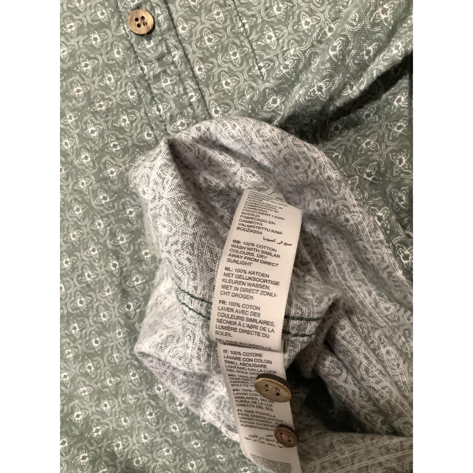 FatFace Fat Face Shirt Mens XL Green Geometric Short Sleeve Button Front Cotton Casual Size US XL / EU 56 / 4 - 6 Thumbnail