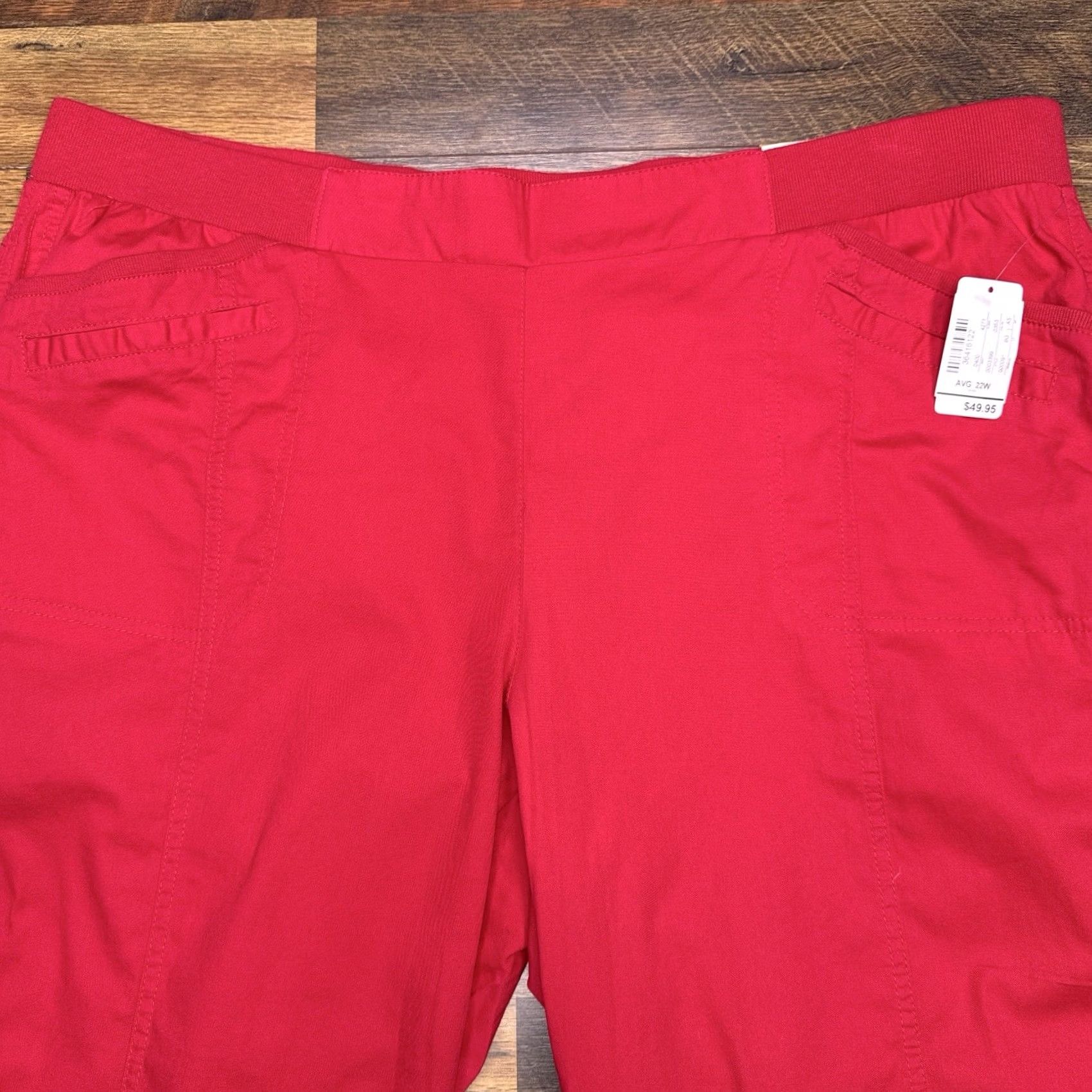 Vintage CJ Banks Capri Pants Womens 22W Red High Rise Knit Cotton Spandex Plus 17in Inseam Straight Leg NWT Size 40" / US 18 - 3 Thumbnail