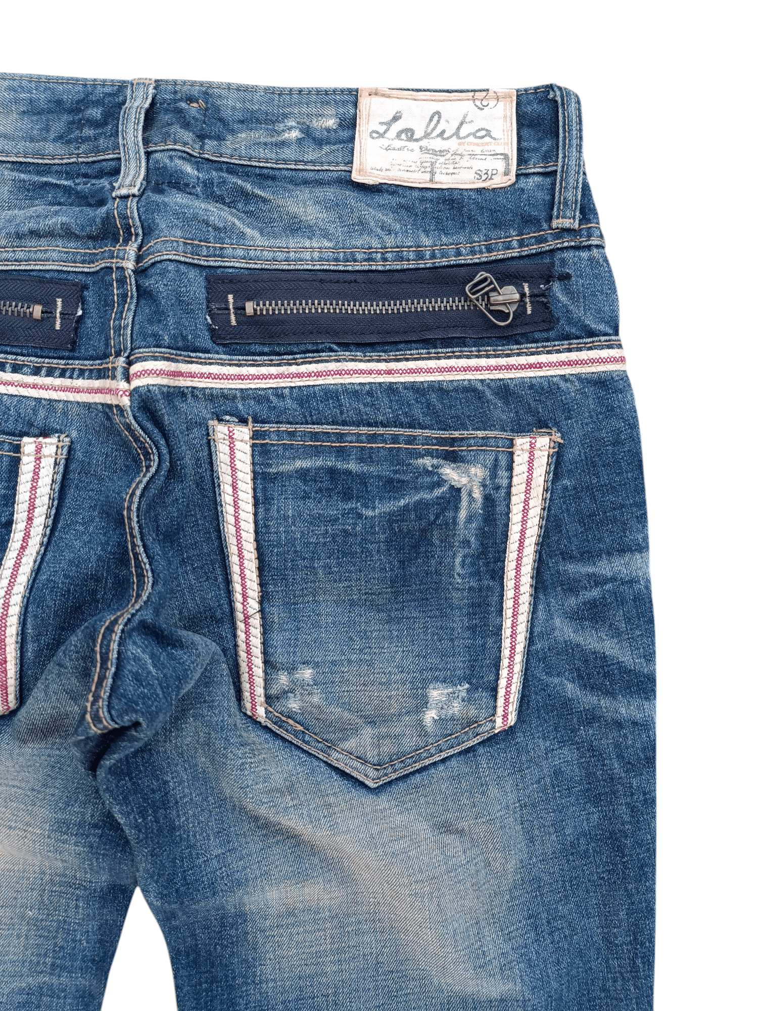 Designer FLARED💥 LOLITA JEANS DISTRESSED WHISKERS DENIM Size US 32 / EU 48 - 21 Thumbnail