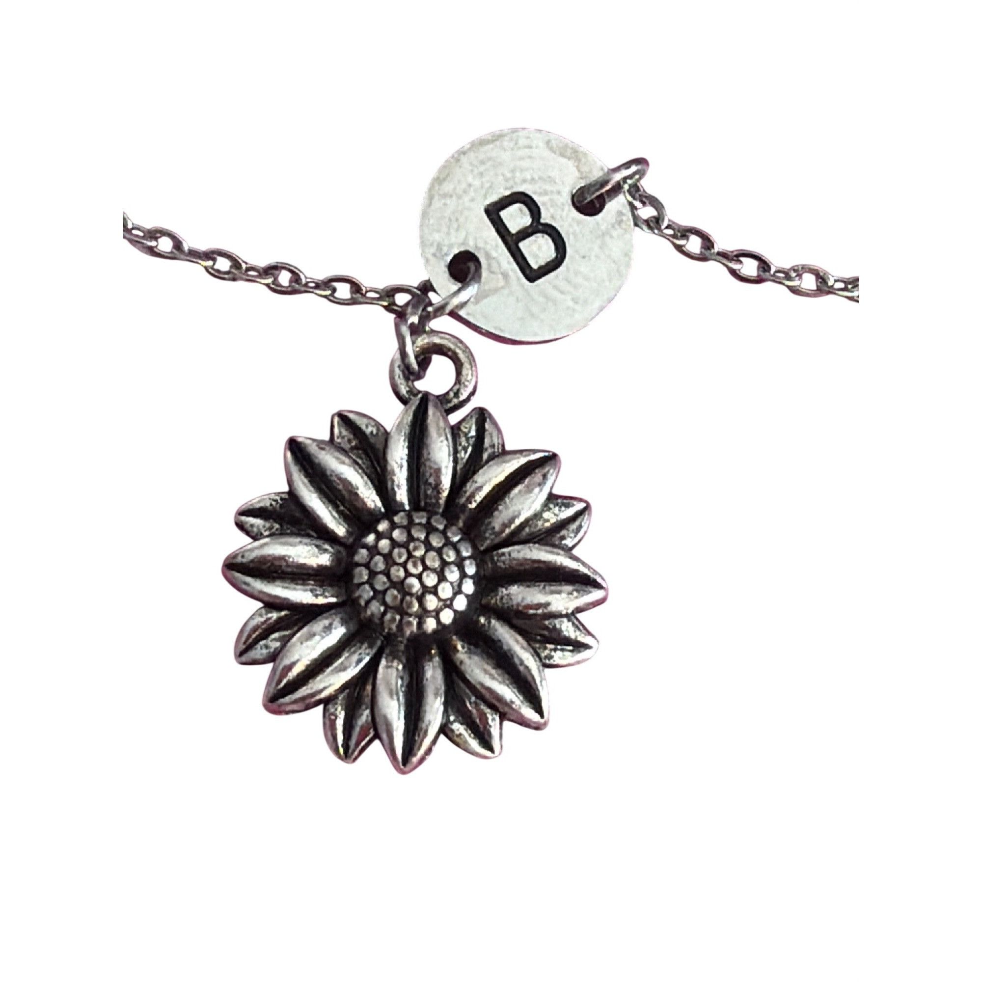 Other Sunflower Pendant Bracelet Anklet B Charm Silver Tone Flower Size ONE SIZE - 2 Thumbnail