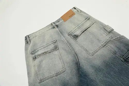 Jean American loose casual washed distressed patchwork work jeans Size US 32 / EU 48 - 5 Thumbnail
