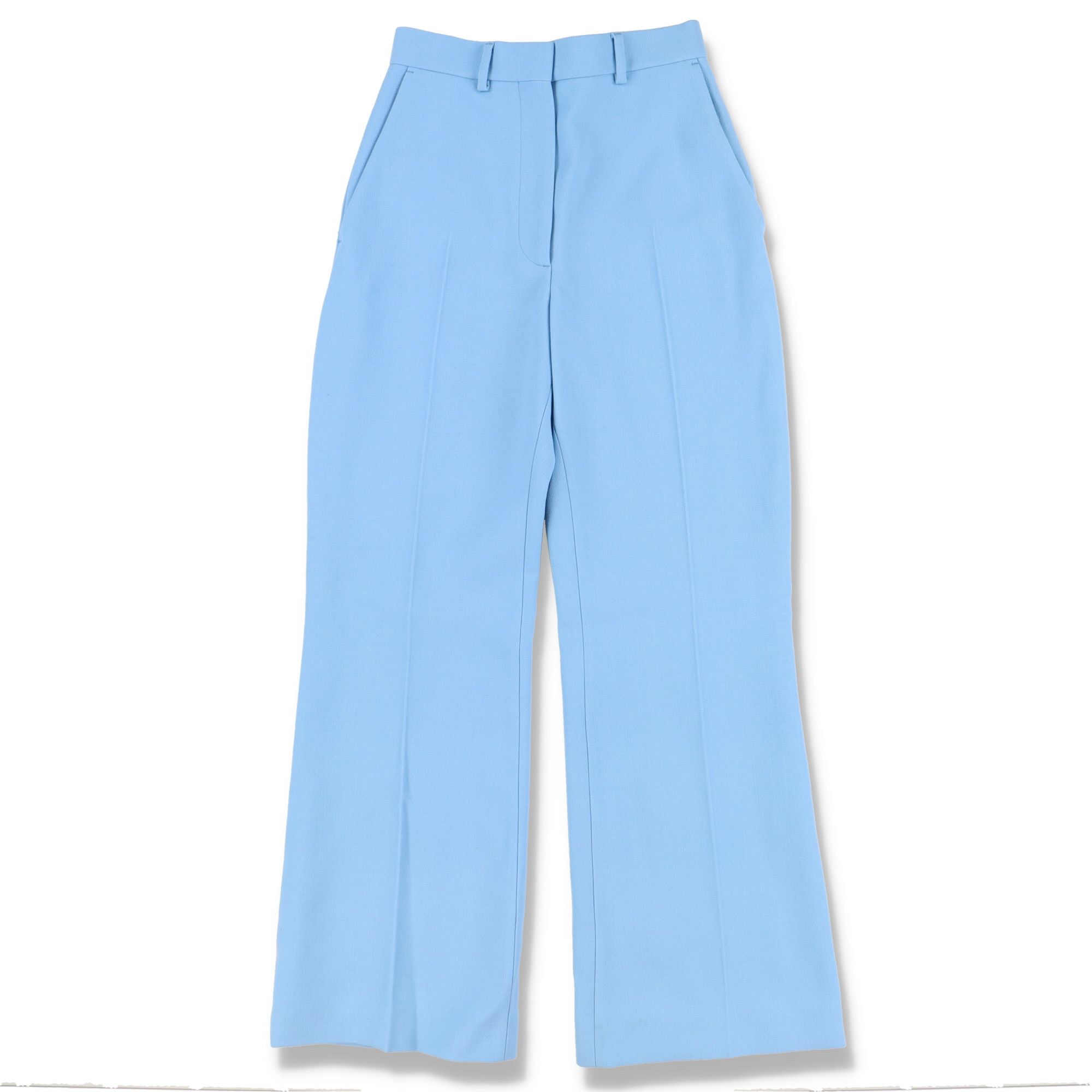 Casablanca Blue High-Waisted Flared Merino Wool Trousers Size 26" / US 2 / IT 38 - 2 Thumbnail