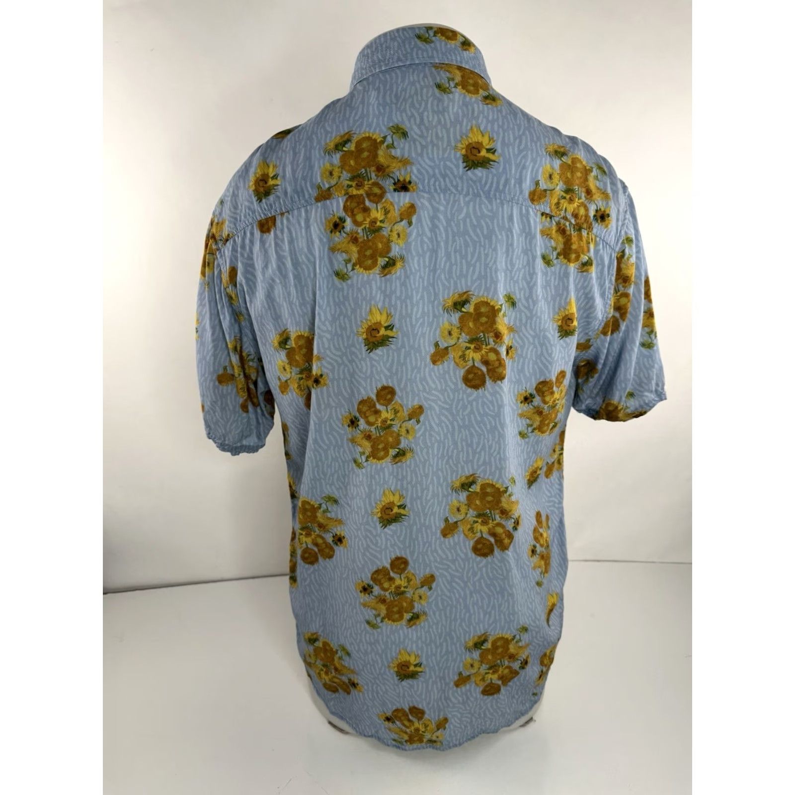 Sunflower RSVLTS VAN GOGH SUNFLOWERS Mens M Shirt Cardigan Button-Up Short Sleeve Blue 90s J8 Mens Size US M / EU 48-50 / 2 - 4 Thumbnail