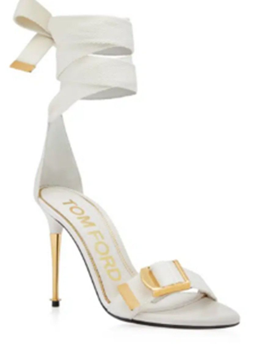 Tom Ford o1loc1c1224 W3285 Hi Heel Sandals in White Size US 8 / IT 38 - 1 Preview