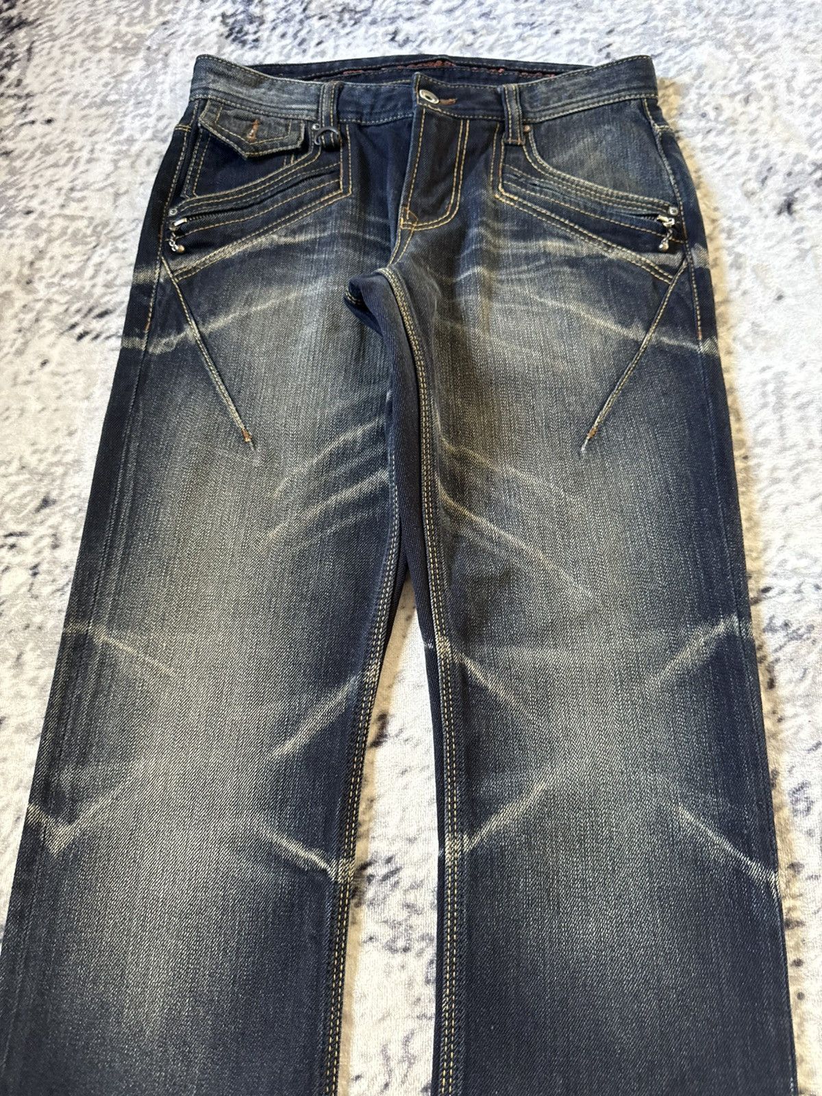 Nicole Club Nicole Club Japan Mud Wash Contrast Stitch Flare Jeans Rare Size US 29 - 3 Thumbnail