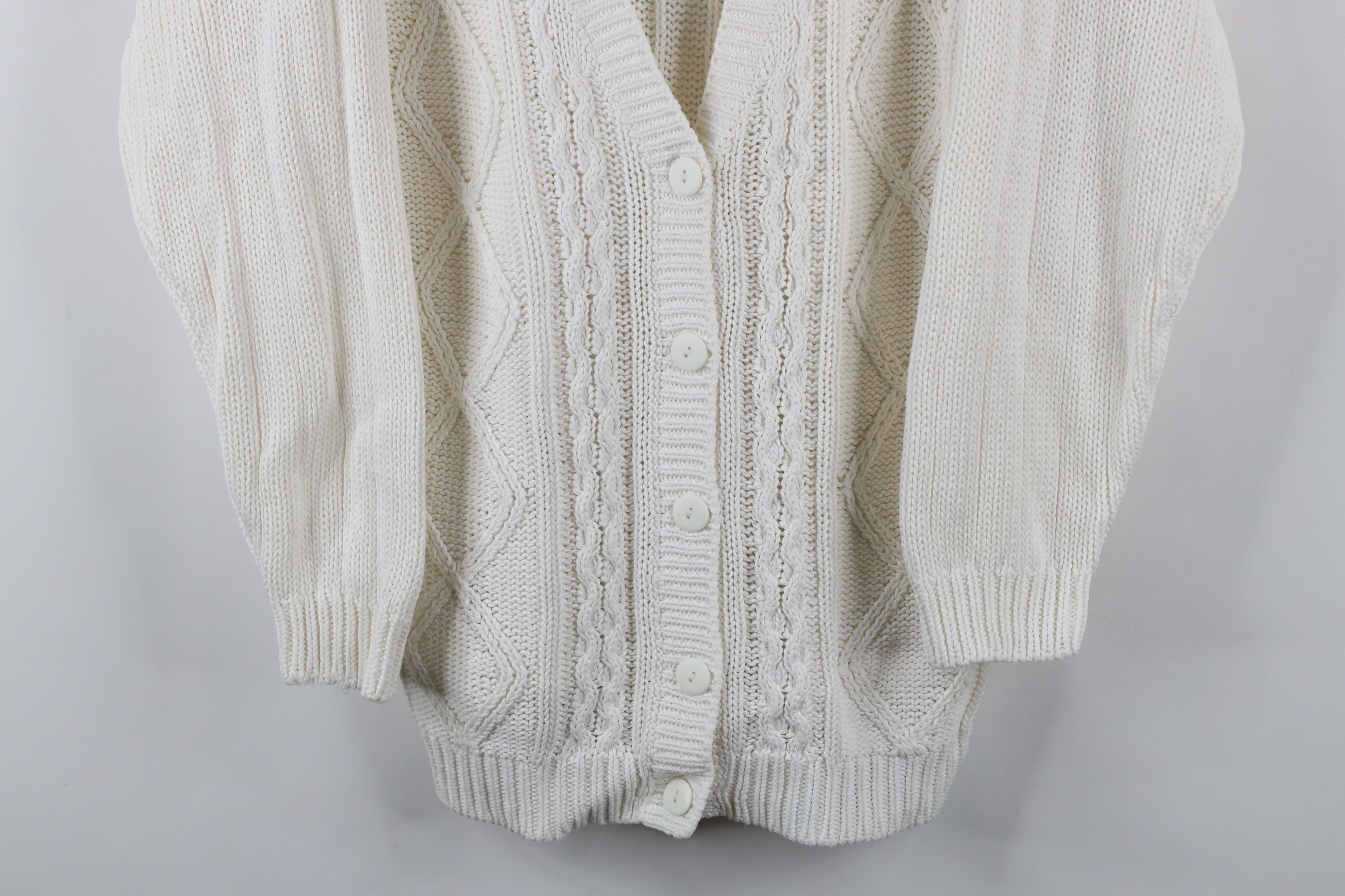 Vintage Vintage 90s Streetwear Cable Knit Fisherman Cardigan Sweater Size M / US 6-8 / IT 42-44 - 3 Thumbnail