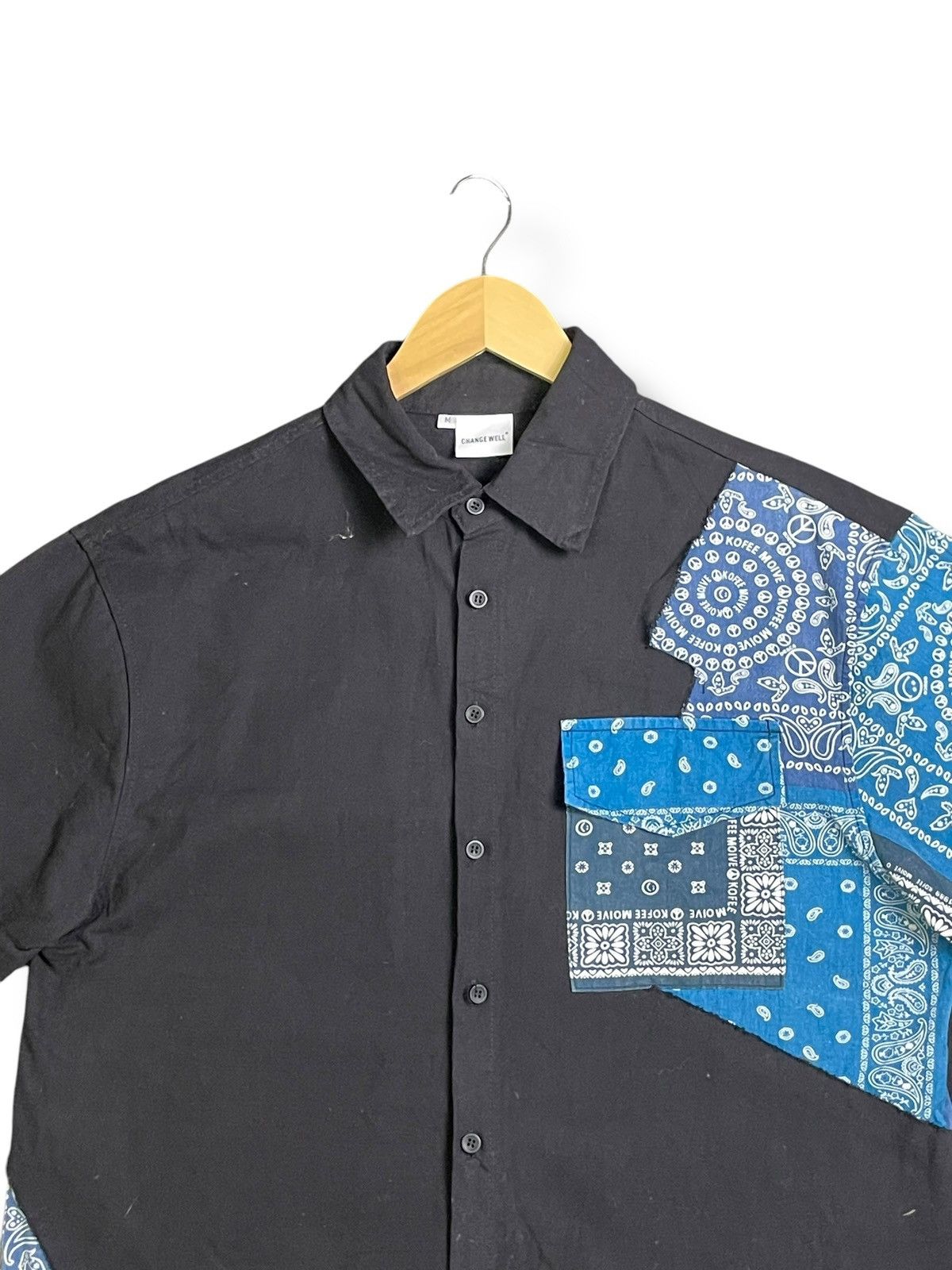 Designer × Japanese Brand Change Well Patchwork Design Button Ups Shirt (38) Size US M / EU 48-50 / 2 - 4 Thumbnail