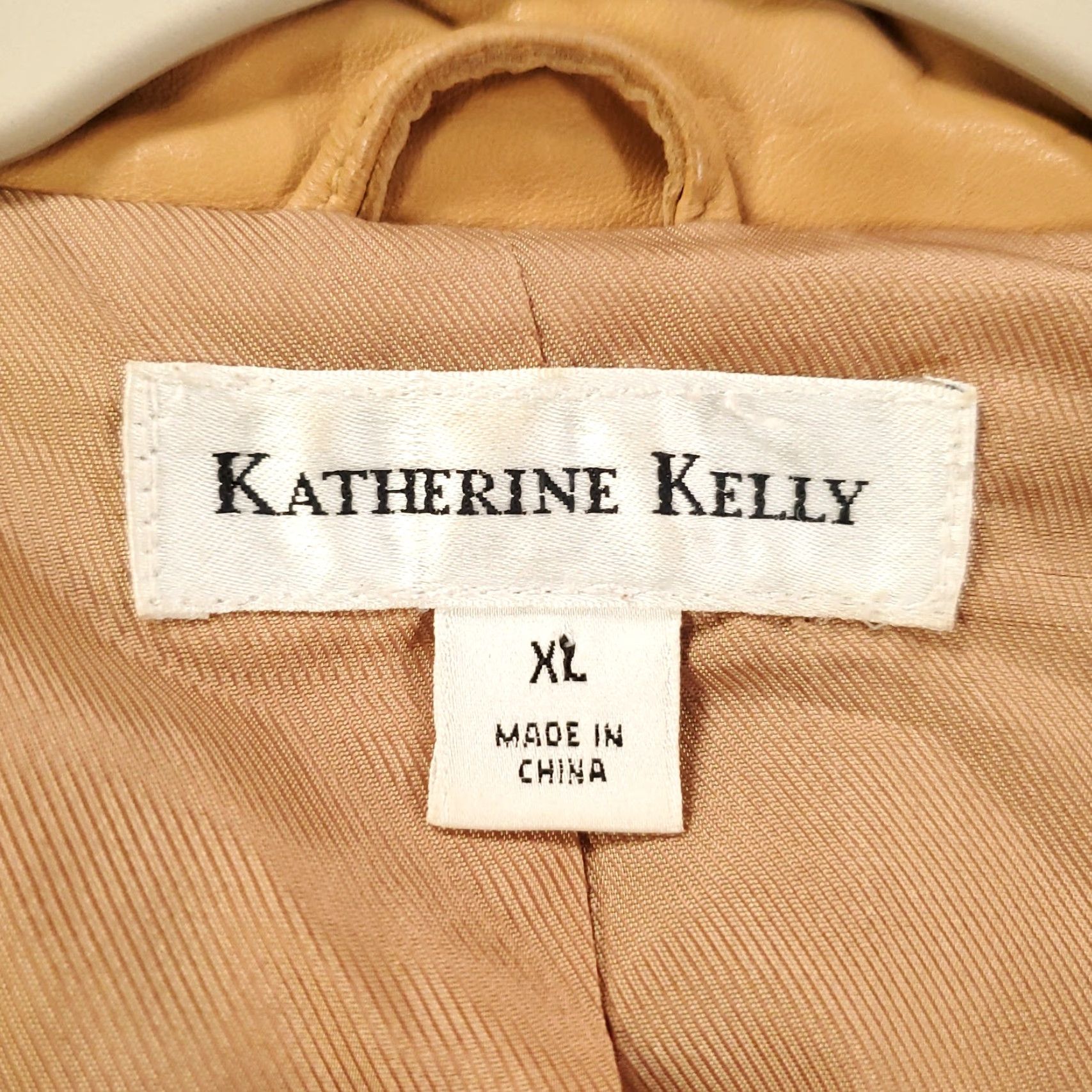 Skin VINTAGE Katherine Kelly Leather Jacket Womens XL Tan Beige Full Zip Lined Jacket Size XL / US 12-14 / IT 48-50 - 3 Thumbnail