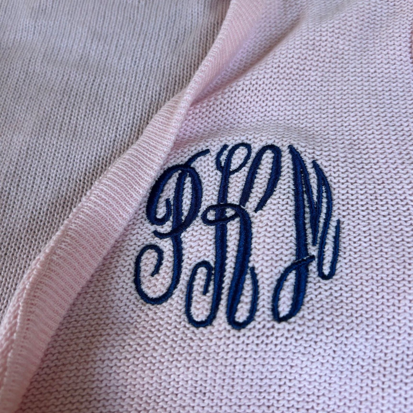 Vintage MarleyLilly Cardigan Women Large Pink Fringe Open Front Knit Sweater Monogrammed Size L / US 10 / IT 46 - 2 Thumbnail