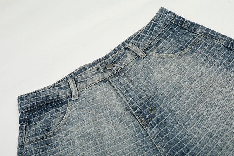 Jean American retro plaid gradient washed denim jeans for men Size US 32 / EU 48 - 3 Thumbnail