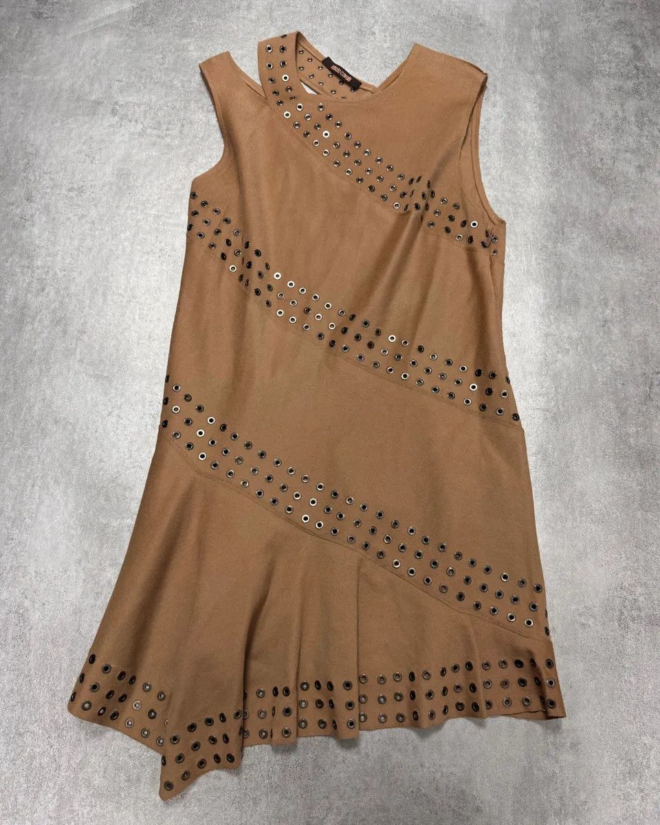 Designer × Roberto Cavalli × Vintage Roberto Cavalli Asymmetrical Studded Beige Dress Size XS / US 0-2 / IT 36-38 - 1 Thumbnail