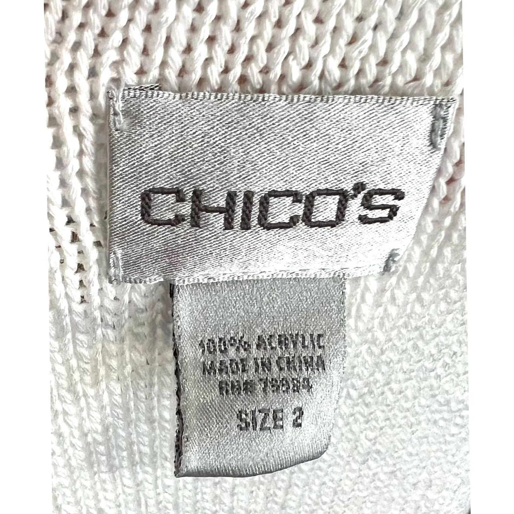 Vintage Chico’s White Sweater Vest Cardigan Knit Sleeveless Tunic Women’s Sz 2 L White Knit Vest Womens Sizes Regular Spring Summer 32” 19” M/L Coastal Womens Size L / US 10 / IT 46 - 6 Thumbnail