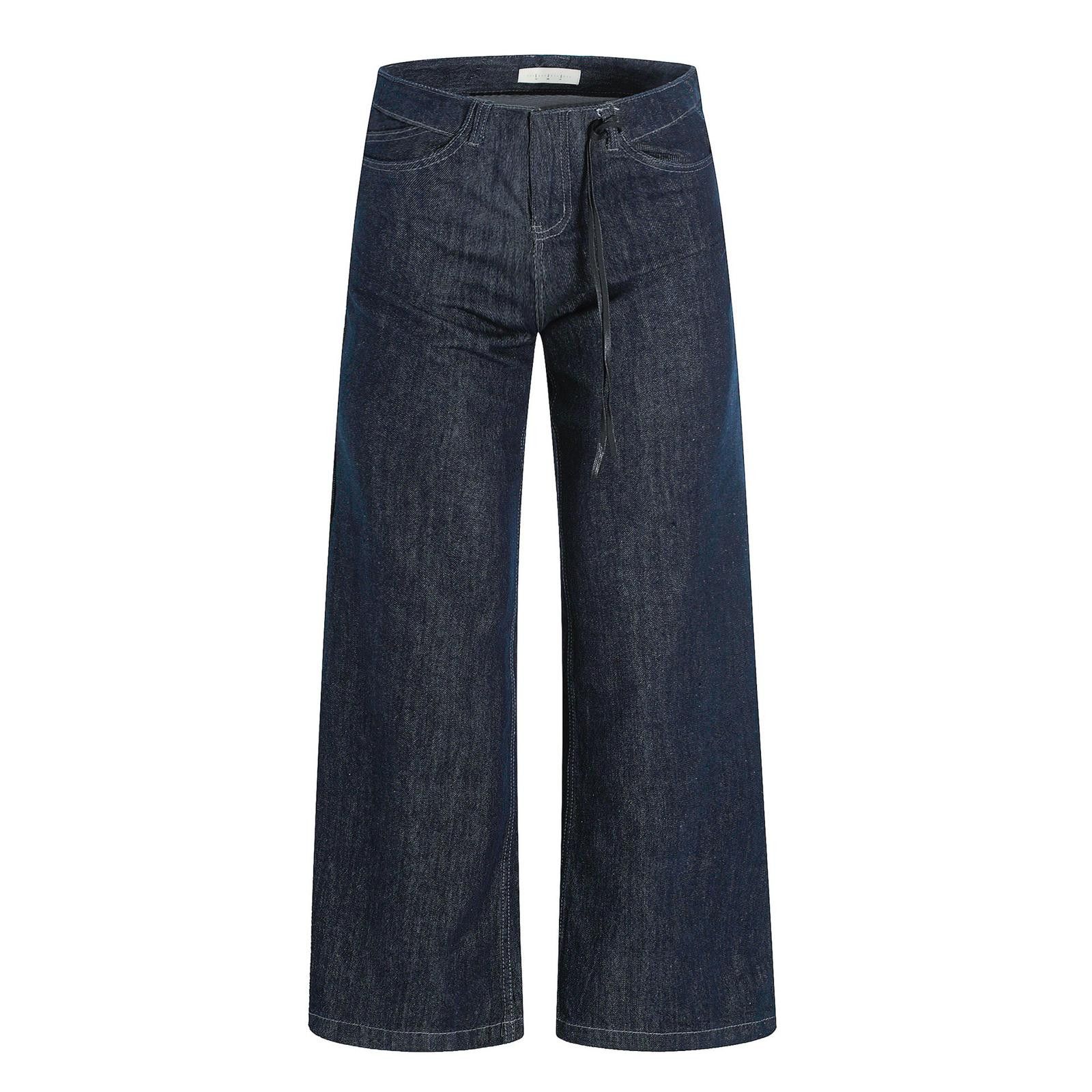 Jean Denim Blue Relaxed Wide-Leg Floor-Length Jeans Size US 32 / EU 48 - 6 Thumbnail