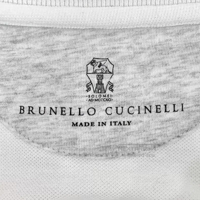Brunello Cucinelli Brunello Cucinelli White Logo Print Cotton Collar Single B Size US M / EU 48-50 / 2 - 5 Thumbnail