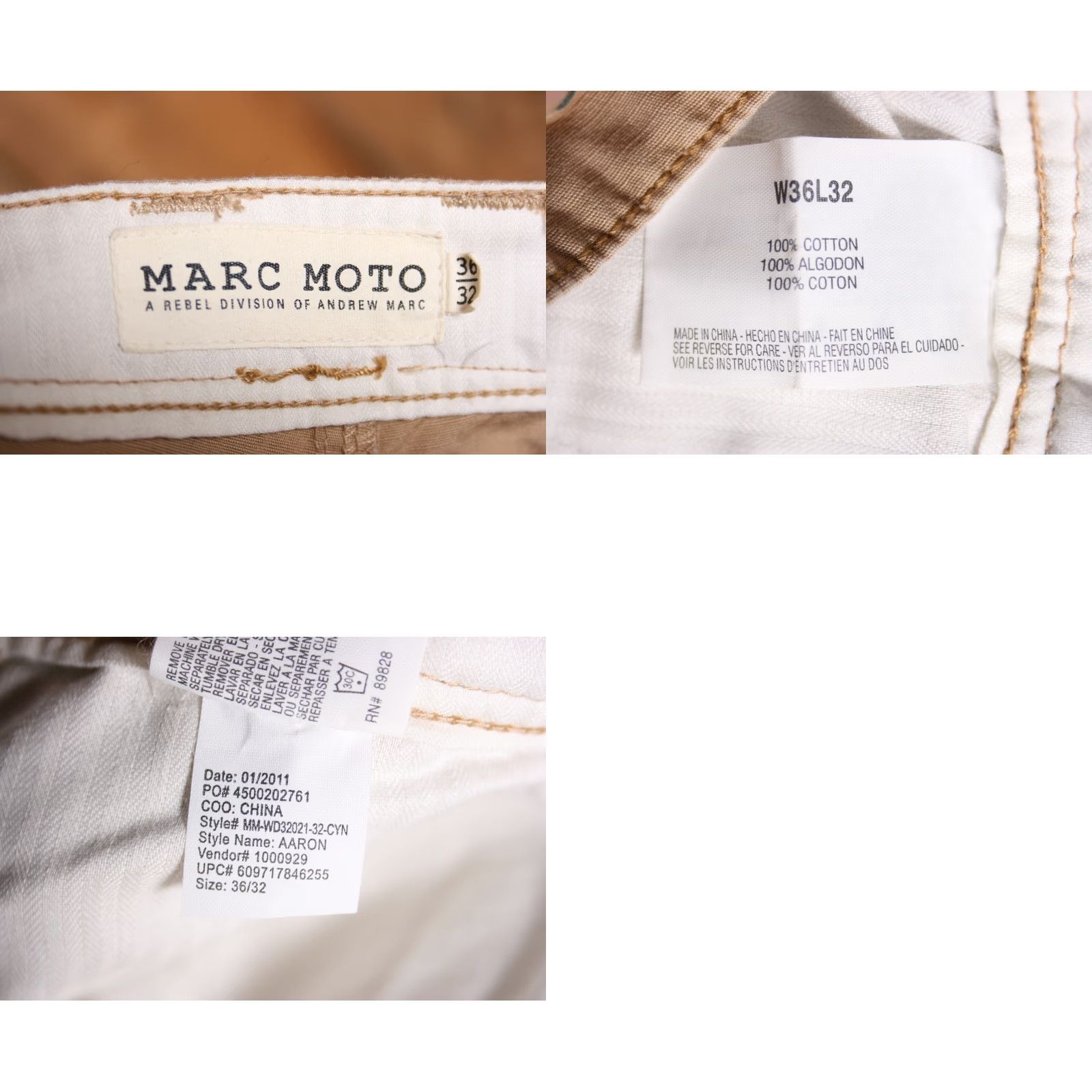 Andrew Marc MARC MOTO by Andrew Marc Aaron Khaki Cargo Pants Men 36x34 Beige Cotton Cargo Pants Mens Navy? Size US 35 - 8 Thumbnail