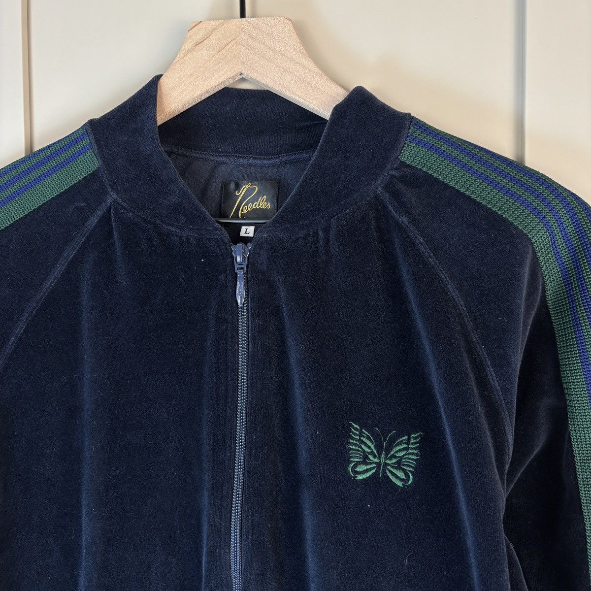 Needles Needles Velour Track Jacket Navy/Green Made in Japan Size L Size US L / EU 52-54 / 3 - 3 Thumbnail