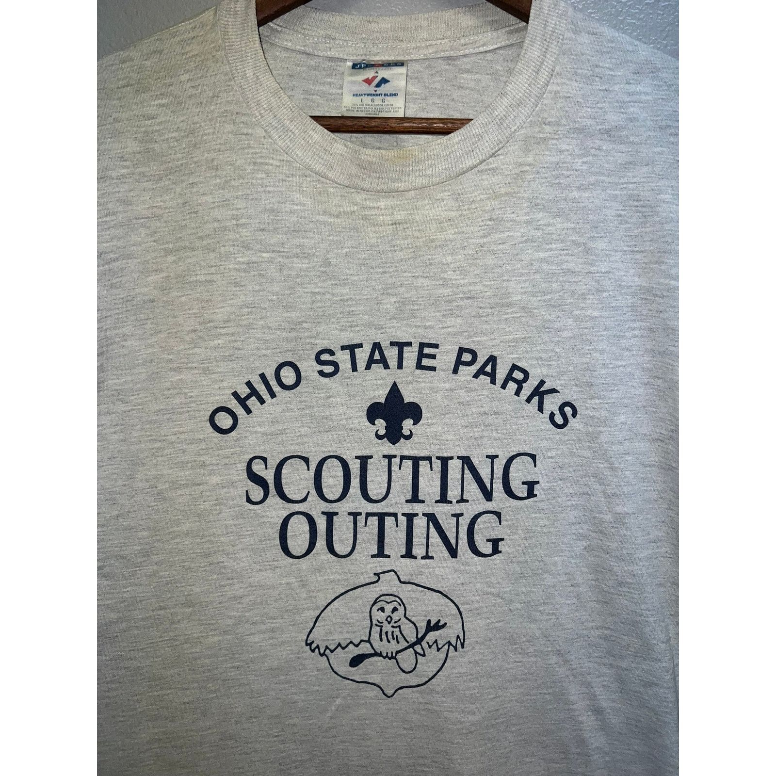 Jerzees Vintaeg Ohio State Park Shirt Owl Gray Tee Yellowed Tee L Size US L / EU 52-54 / 3 - 2 Thumbnail