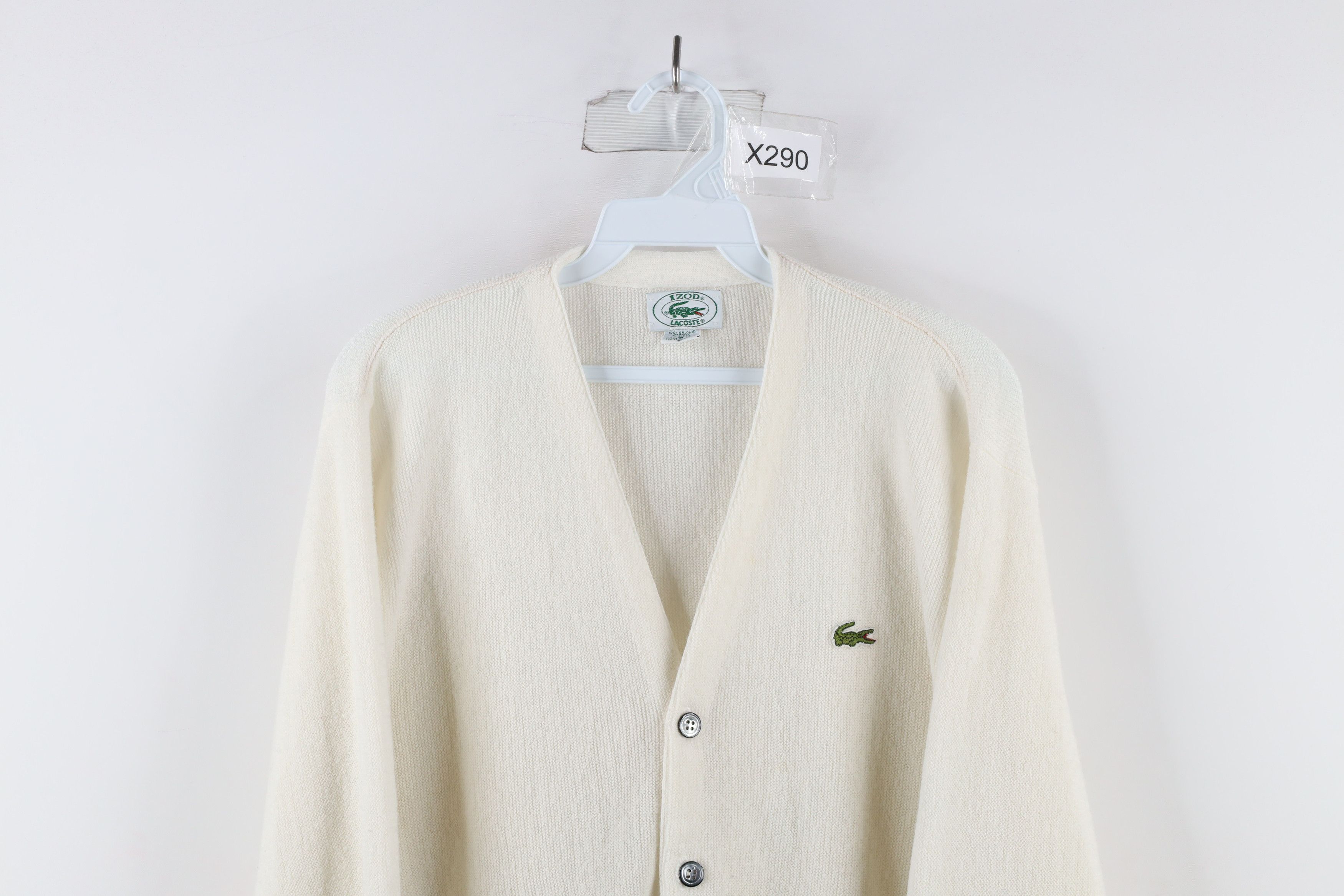 Lacoste × Vintage Vintage 80s Izod Lacoste Knit Cardigan Sweater White USA Size US M / EU 48-50 / 2 - 2 Thumbnail