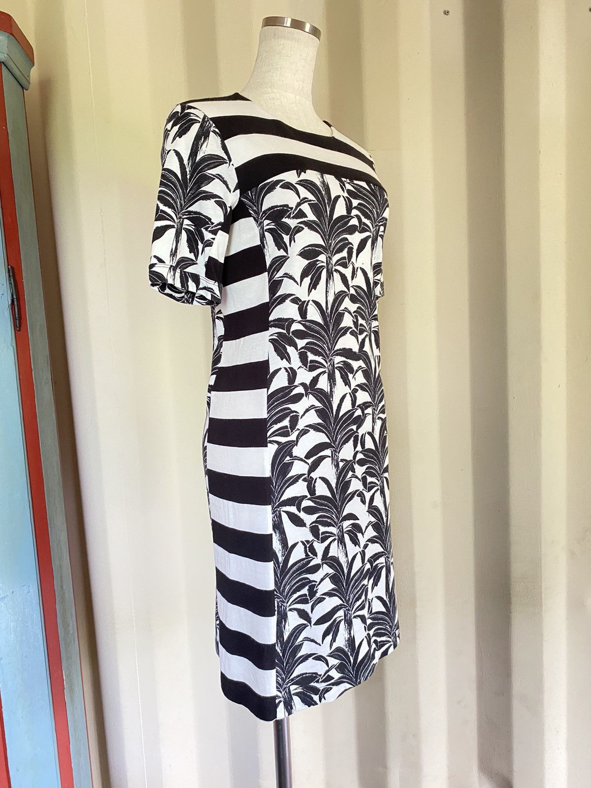 Chloe See By Chloé Black & White Striped Palm Print Dress Size XS / US 0-2 / IT 36-38 - 13 Thumbnail