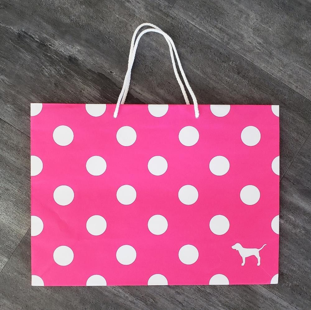 Designer Pink White Polka Dot VS Storage L Tote Size ONE SIZE - 1 Thumbnail
