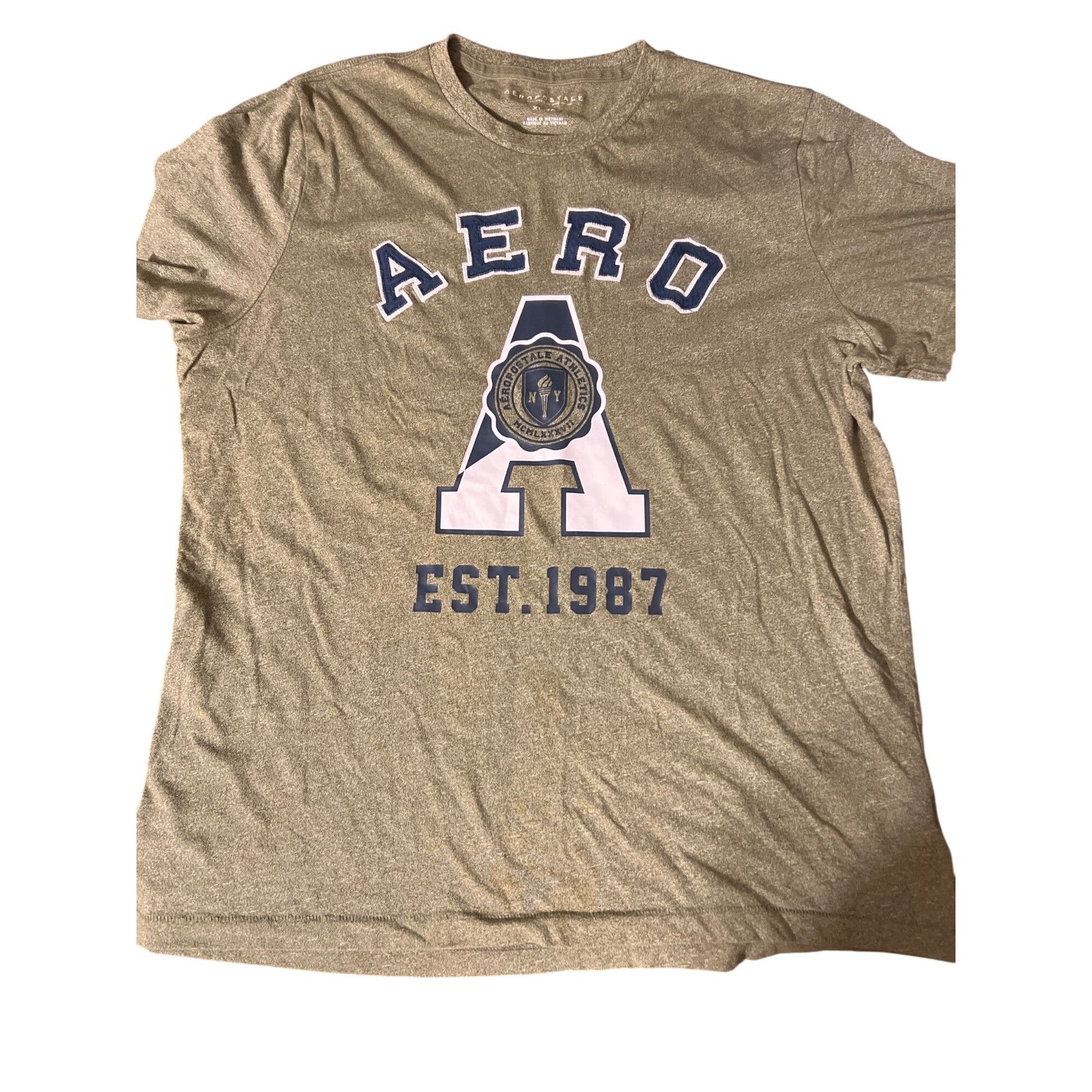 Aeropostale Aeropostale A Front Graphic T Shirt Heather Olive Green Blue Size US XL / EU 56 / 4 - 1 Thumbnail