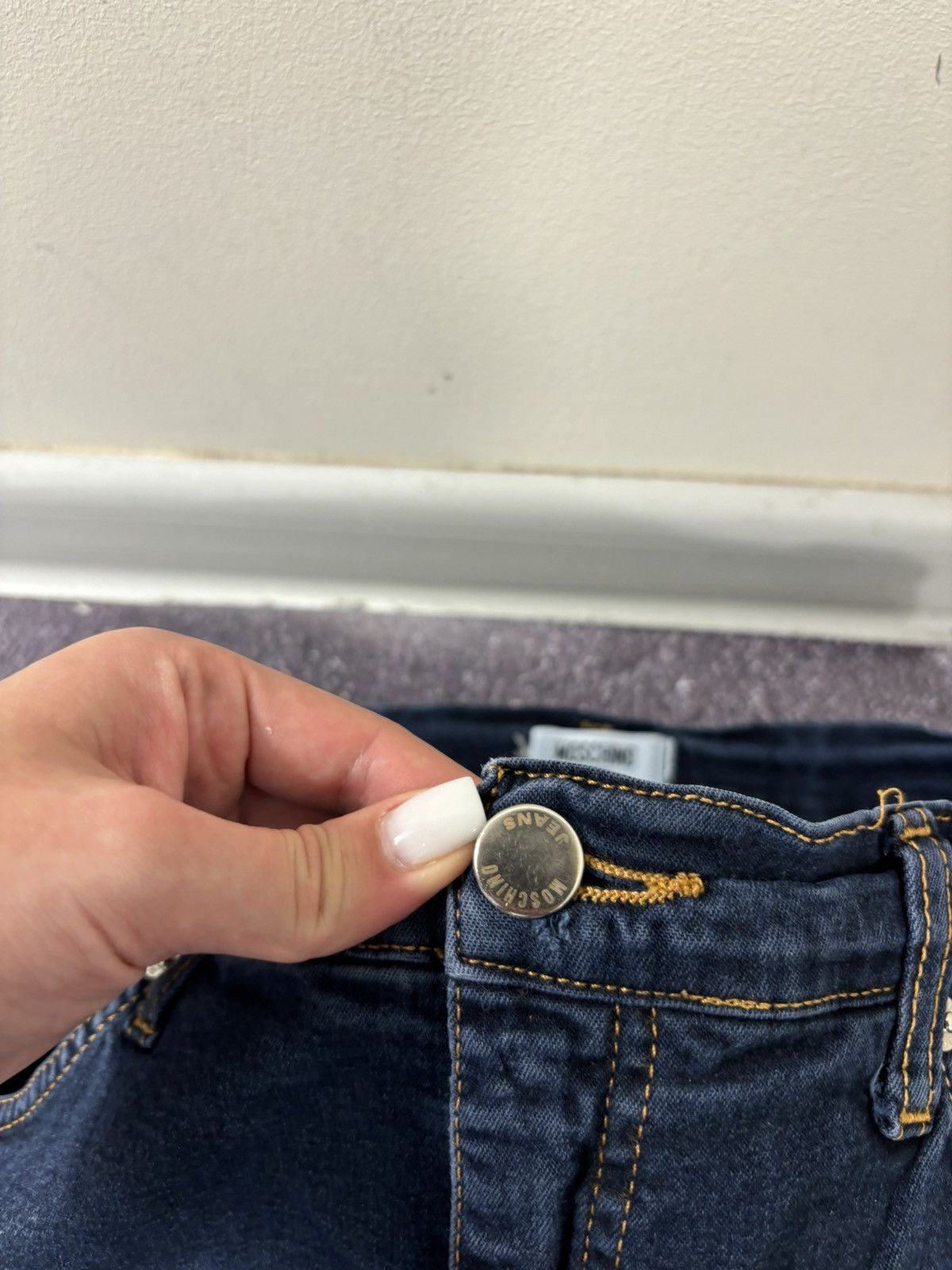 Moschino Vintage Moschino Women’s Hippie Logo Luxury Blue Denim Jeans Size 27" / US 4 / IT 40 - 10 Thumbnail