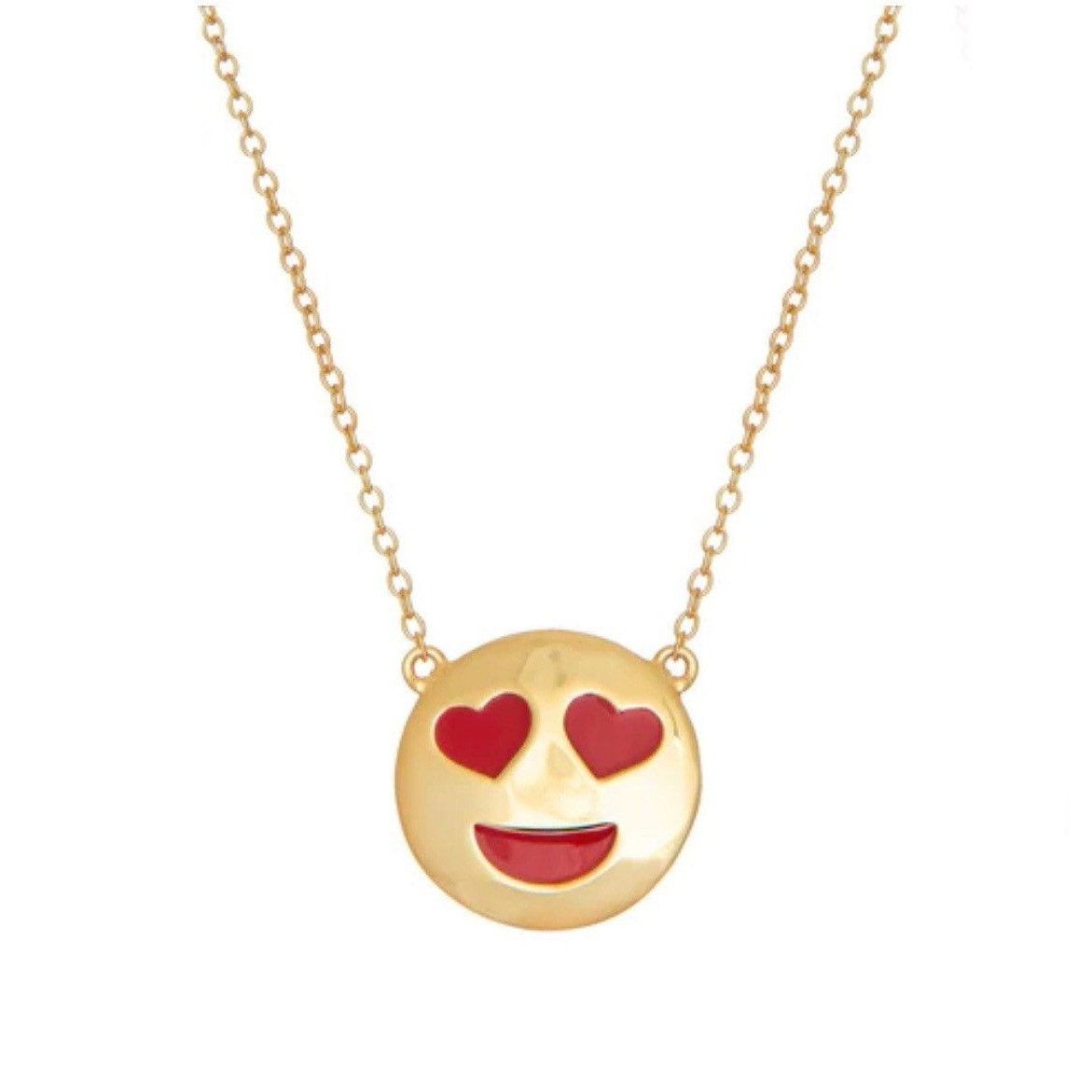 Other New Heart Eyes Emoji Sterling Silver 925 Enamel Pendant Neck Size ONE SIZE - 1 Thumbnail