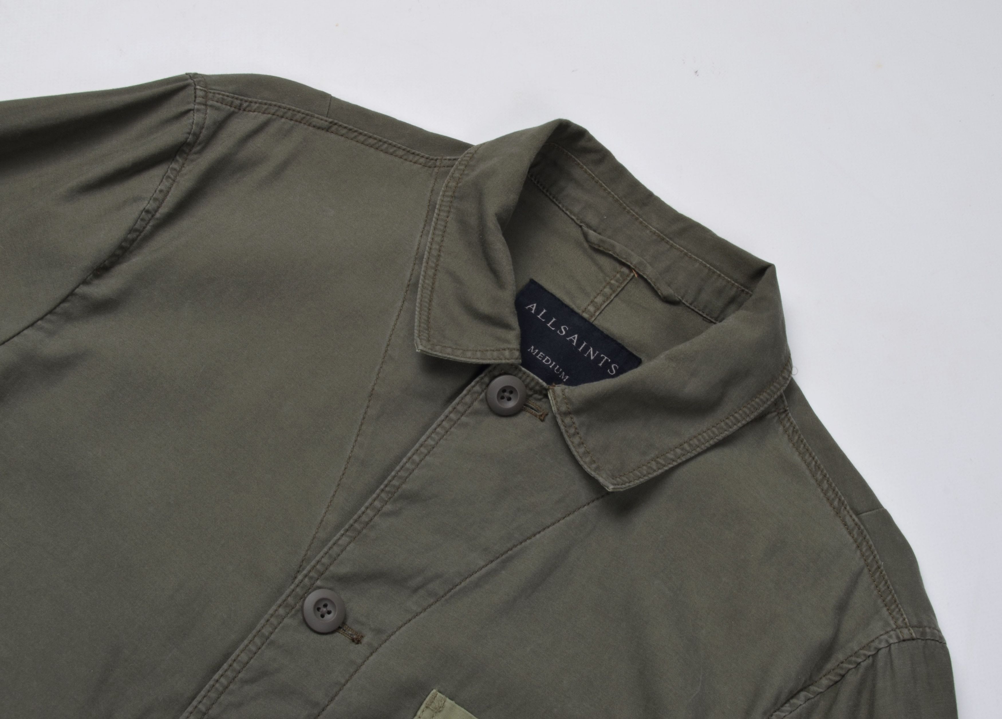Allsaints Allsaints Khaki Long Sleeve Overshirt Sierra Jacket Size US M / EU 48-50 / 2 - 2 Thumbnail