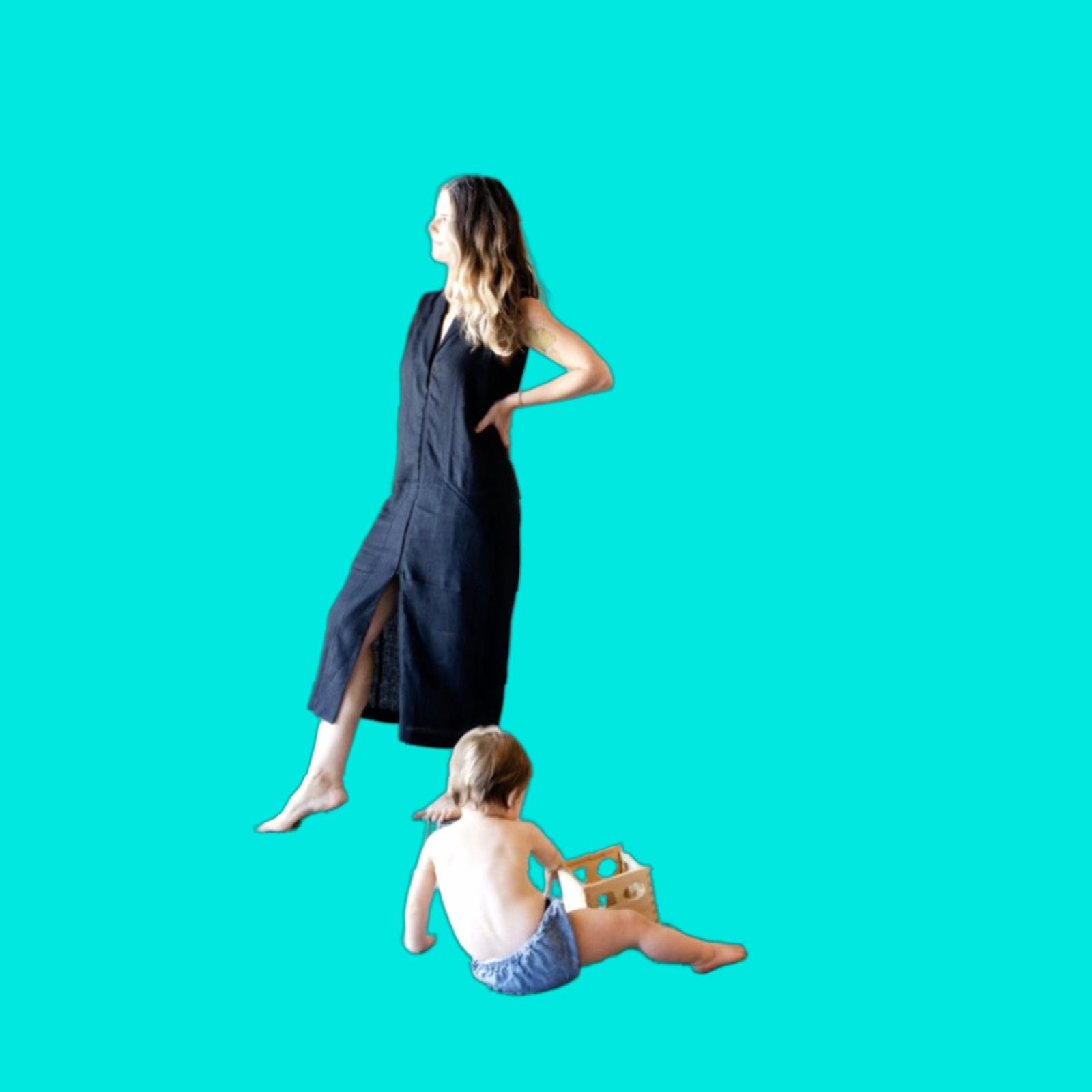 VINTAGE Chapter Goods Womens Linen Column Dress Small Sleeveless Black Casual 90s Dress Women