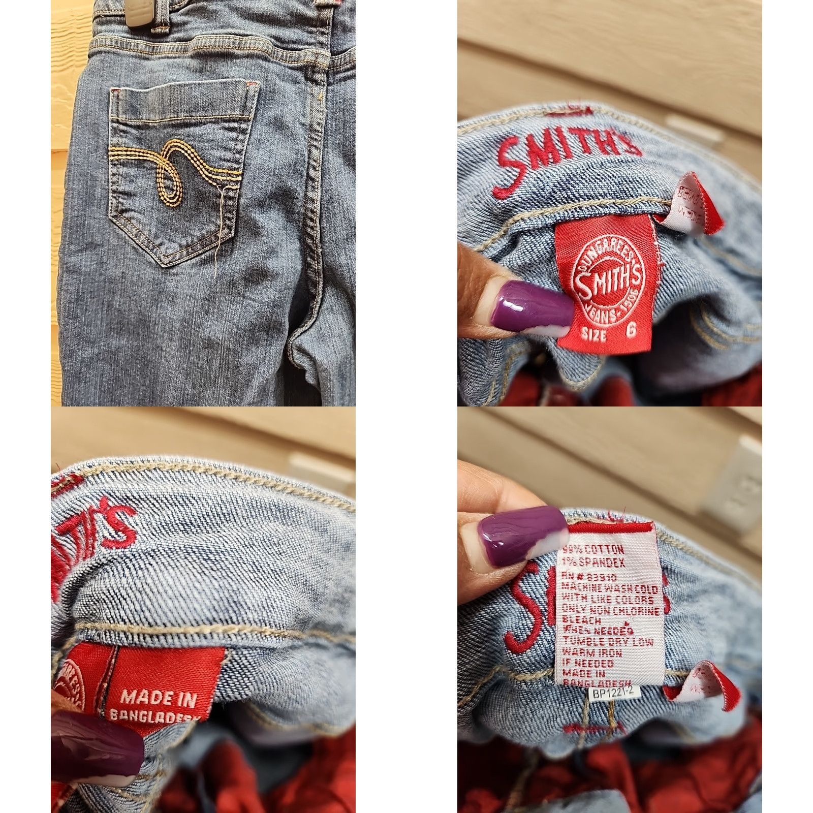 Vintage Smiths Denim Jeans Women's Boot Cut Blue 6 Regular Cotton Polyester Spandex Denim Stretch Pockets Comfort Vintage No Size 28" / US 6 / IT 42 - 8 Thumbnail