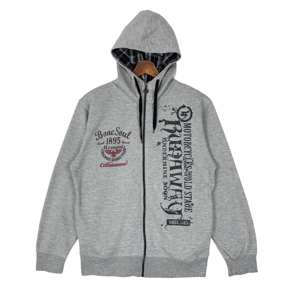 image of Motoratory x Vintage B One Soul Project Motorcycle World State Hoodie in Grey, Men's (Size Medium)