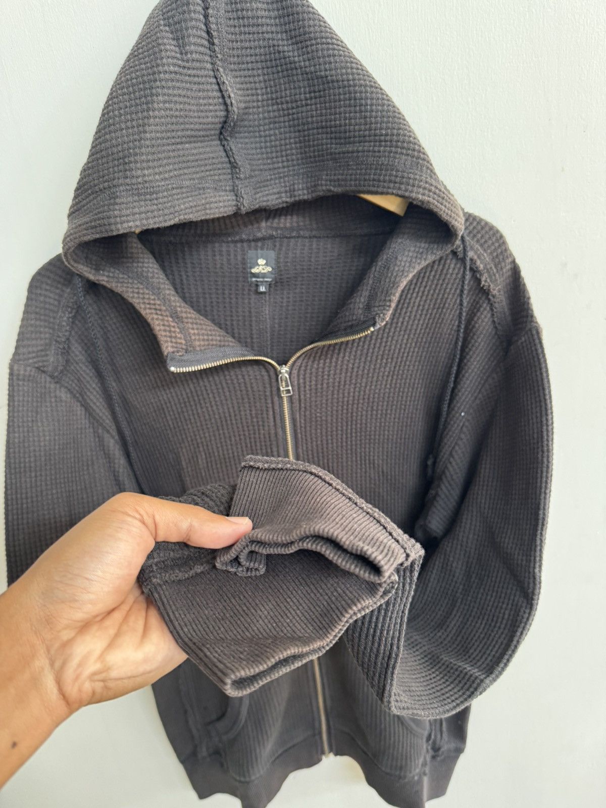 semanticdesign BLACK THERMAL WAFFLE-KNIT ZIP UP HOODIE BY SEMANTIC DESIGN Size US L / EU 52-54 / 3 - 4 Thumbnail