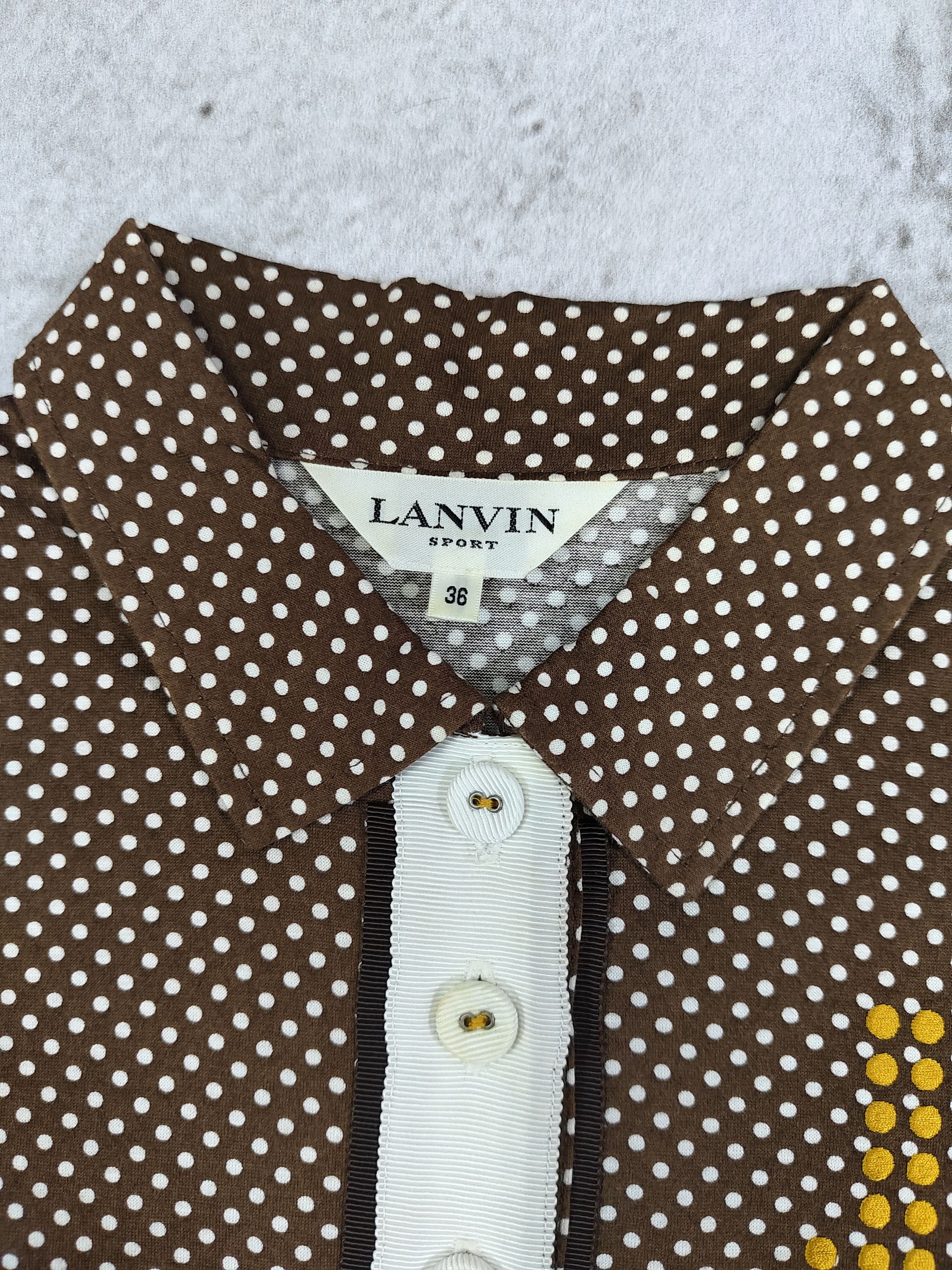 Lanvin 2000s Lanvin Sport- Retro Preppy Polka Dot Polo Shirt Size S / US 4 / IT 40 - 4 Thumbnail