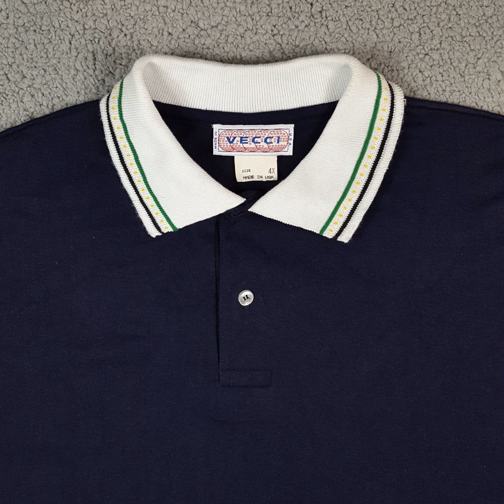 Vintage Vintage 90s Preppy Collared Polo Men's Size 4X Short Sleeve Golf Dress Shirt Size 48R - 2 Thumbnail