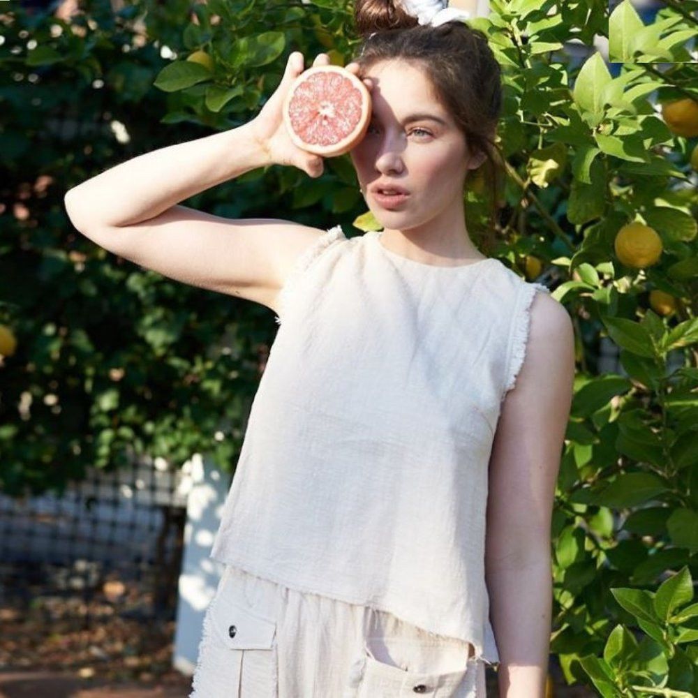 Other New &Merci Beige Cotton Sleeveless Top with Detailed Fringe Size M / US 6-8 / IT 42-44 - 1 Thumbnail