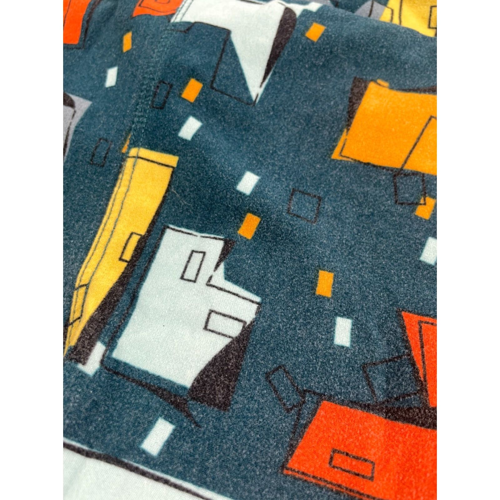 Vintage LuLaRoe Leggings Women One Size Teal City Buildings Pull On Pants Waist Band Size 42" / US 20 - 5 Thumbnail