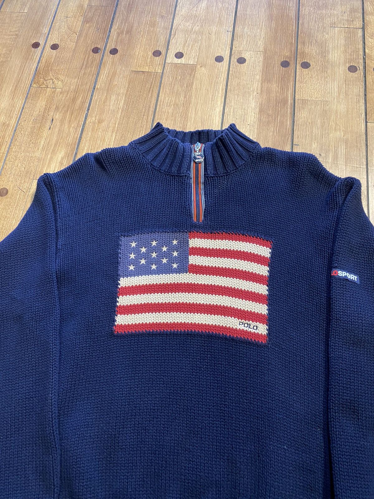 Polo Ralph Lauren 1990s Polo Sport by Ralph Lauren American flag knit sweater Size US XL / EU 56 / 4 - 2 Thumbnail