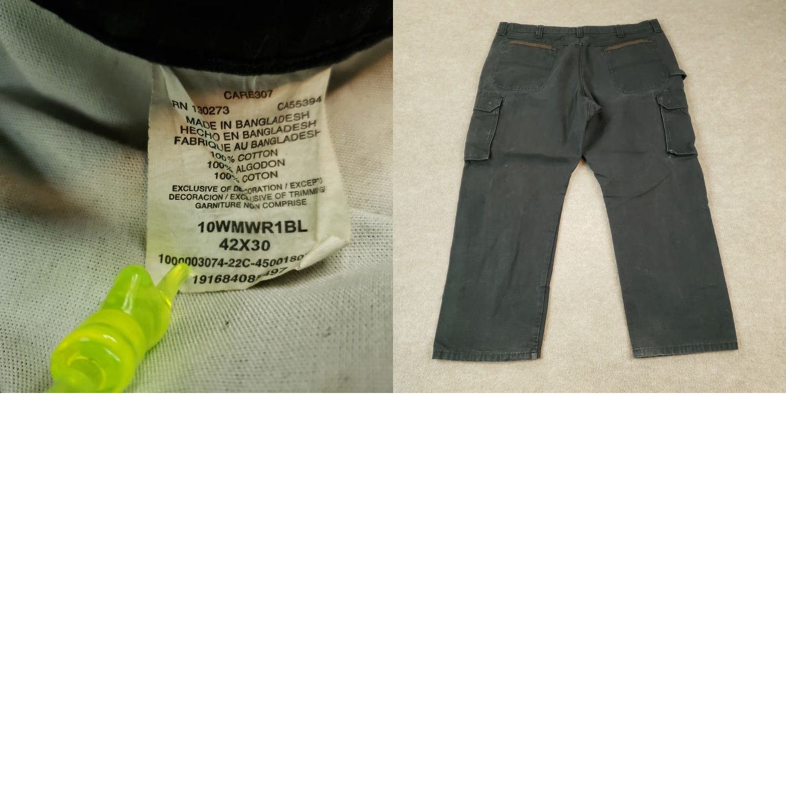 Wrangler Wrangler Work Pants Mens 42x30 Black Straight Leg Cargo Size US 42 / EU 58 - 8 Thumbnail