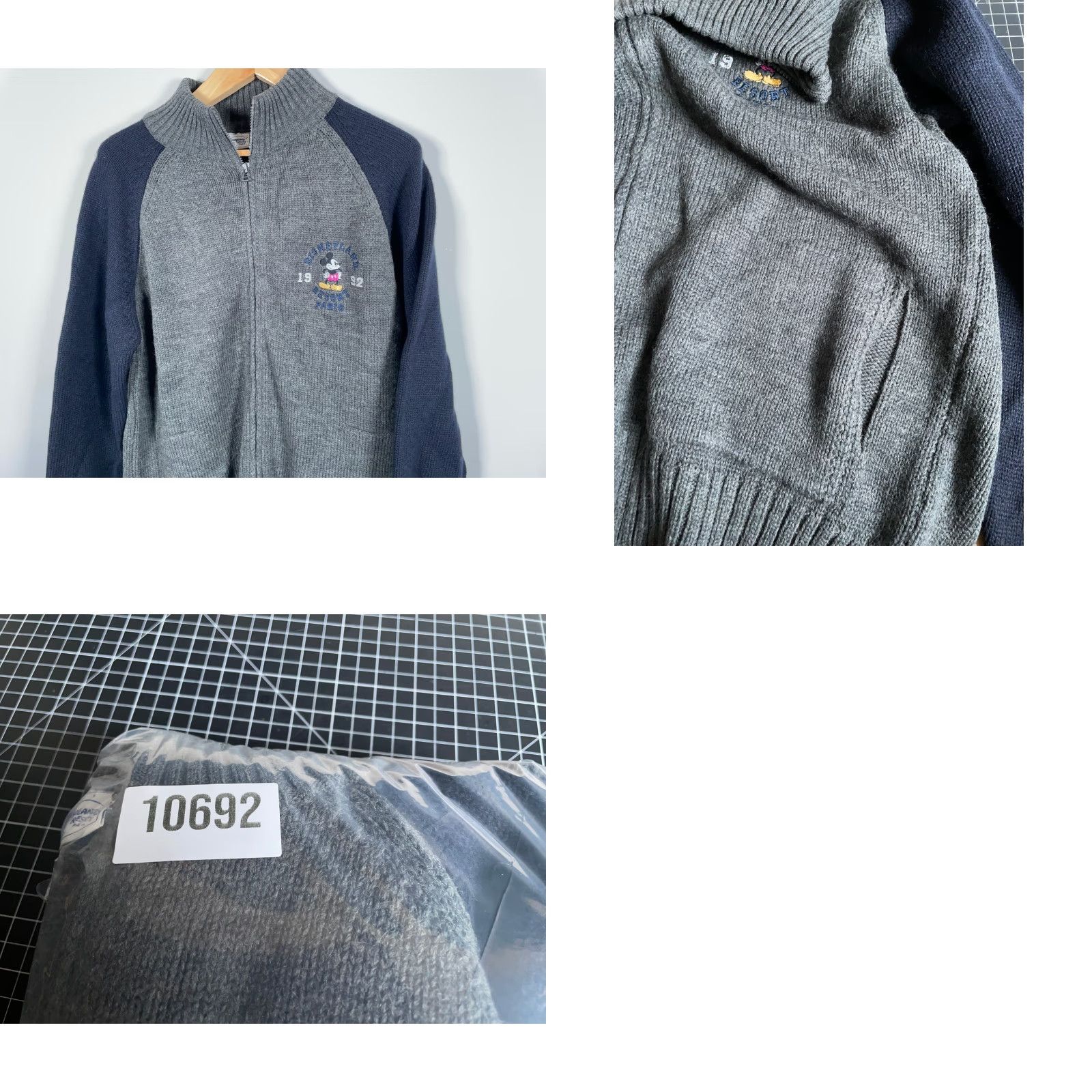 Disney Disneyland Resort Paris Full Zip Sweater Adult XL Gray Mickey Mouse Knit Wool-Acrylic Heavyweight Embroidered Vintage Disney Men Credit Card: N/A Size US XL / EU 56 / 4 - 9 Thumbnail