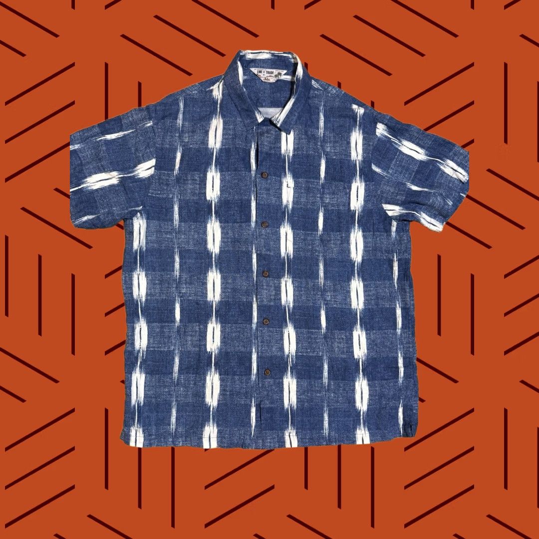 Linea Line Of Trade Shirt Men Medium Blue Hawaiian Linen Blend Loop Collar Camp Size US M / EU 48-50 / 2 - 1 Thumbnail
