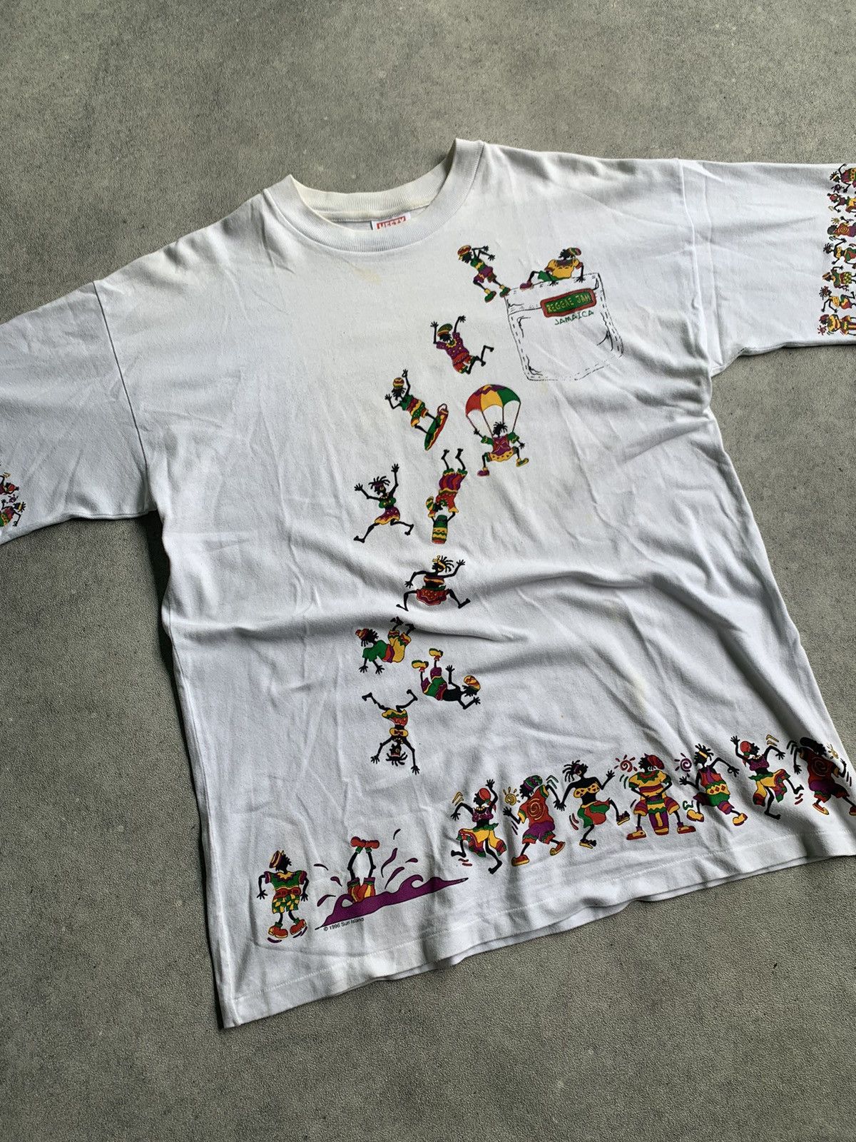 Vintage Vintage 90s Jamaica Reggae Jam Rasta Singgle Stitch Size US L / EU 52-54 / 3 - 3 Thumbnail