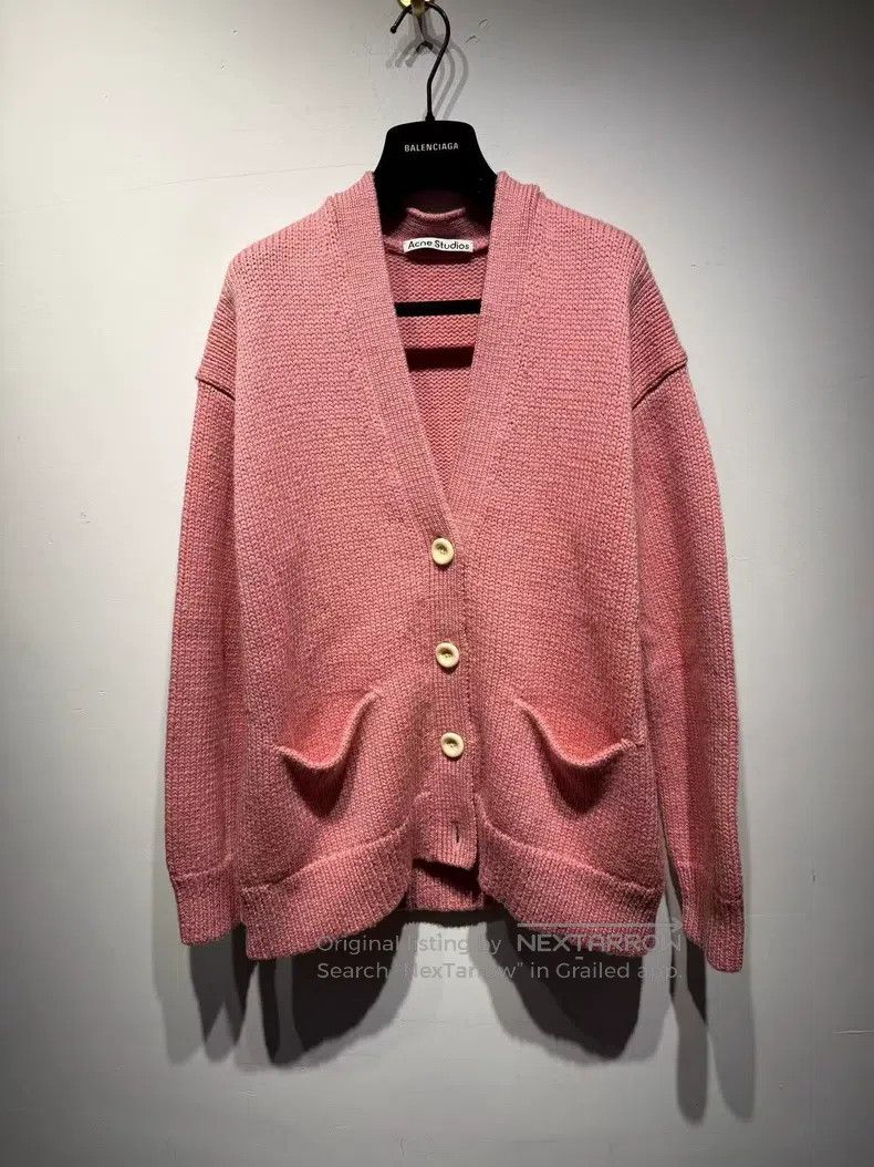 Acne Studios Acne Studios Pink knitted wool cardigan Size XXS / US 00 / IT 34 - 1 Thumbnail