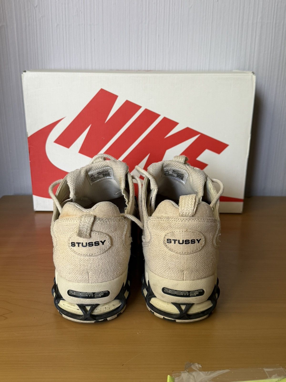 Nike × Stussy Stussy X Nike Air Zoom Spiridon Caged 2 Fossil Size US 12 / EU 45 - 6 Thumbnail