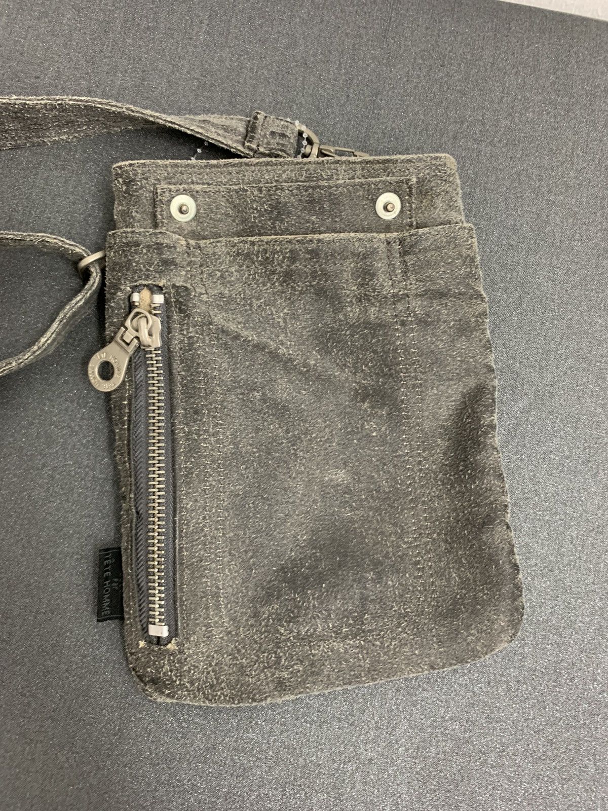 Tete Homme Thrashed Faded Tete Home Suede Leather Sling Bag Crossbory Size ONE SIZE - 2 Thumbnail