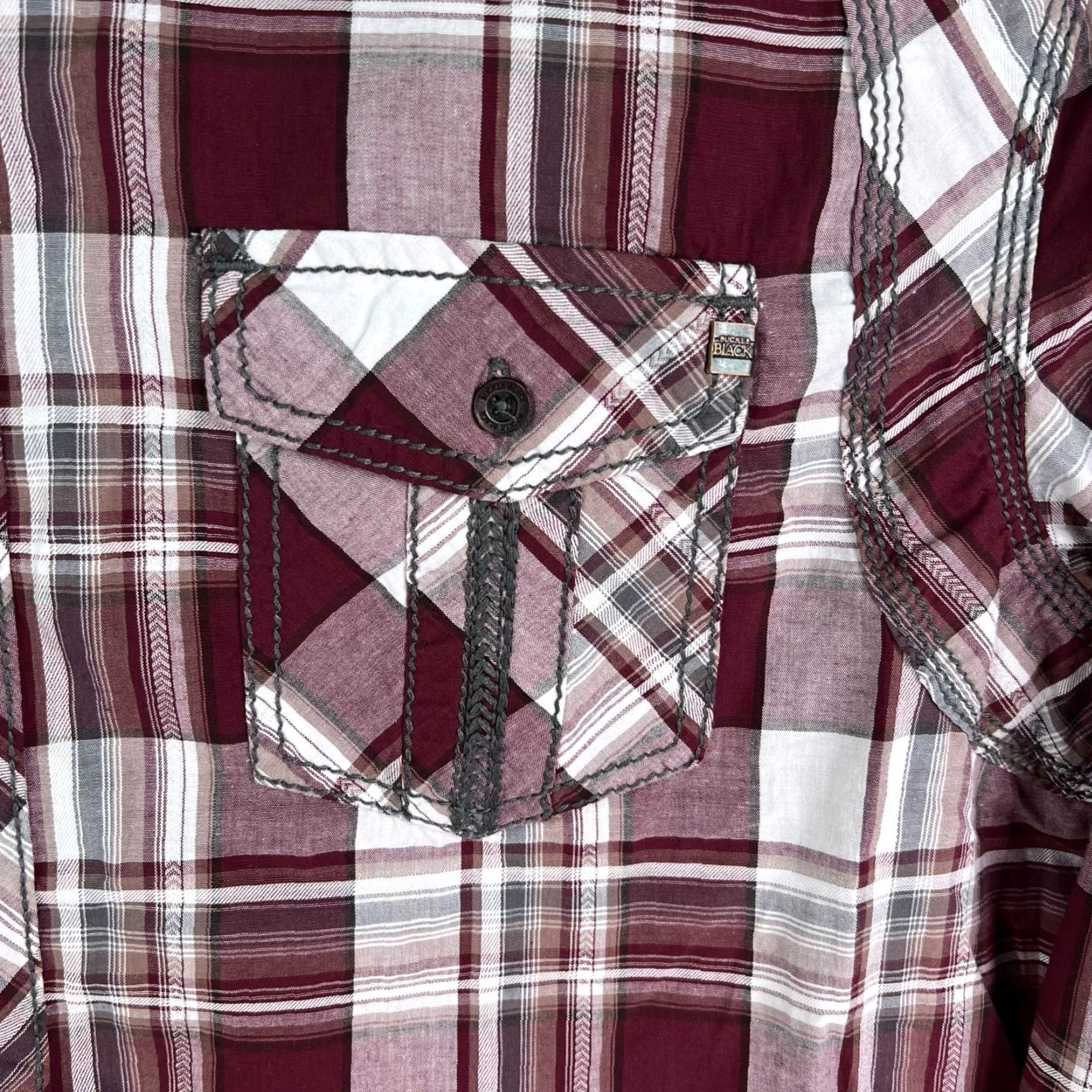 Buckle Black Buckle Black Long Sleeve Plaid Tailored Fit Shirt Mens 2XL Maroon Buckle Black Shirt Men 2XL Plaid Tailored Fit Button-Up Casual Western Modern Size US XXL / EU 58 / 5 - 3 Thumbnail