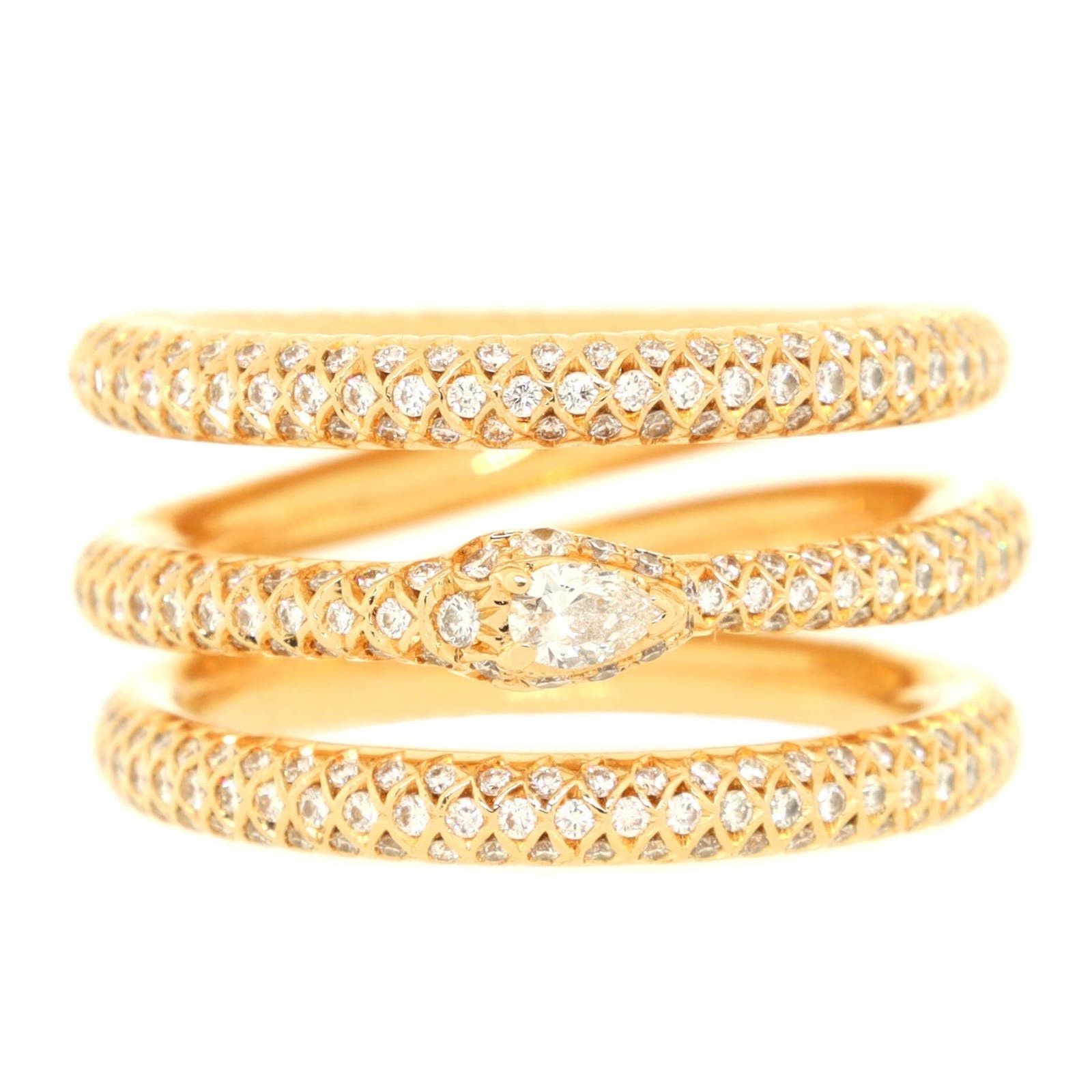 image of Gucci Ouroboros Kingsnake Three Band Ring 18K Yellow Gold, Women's