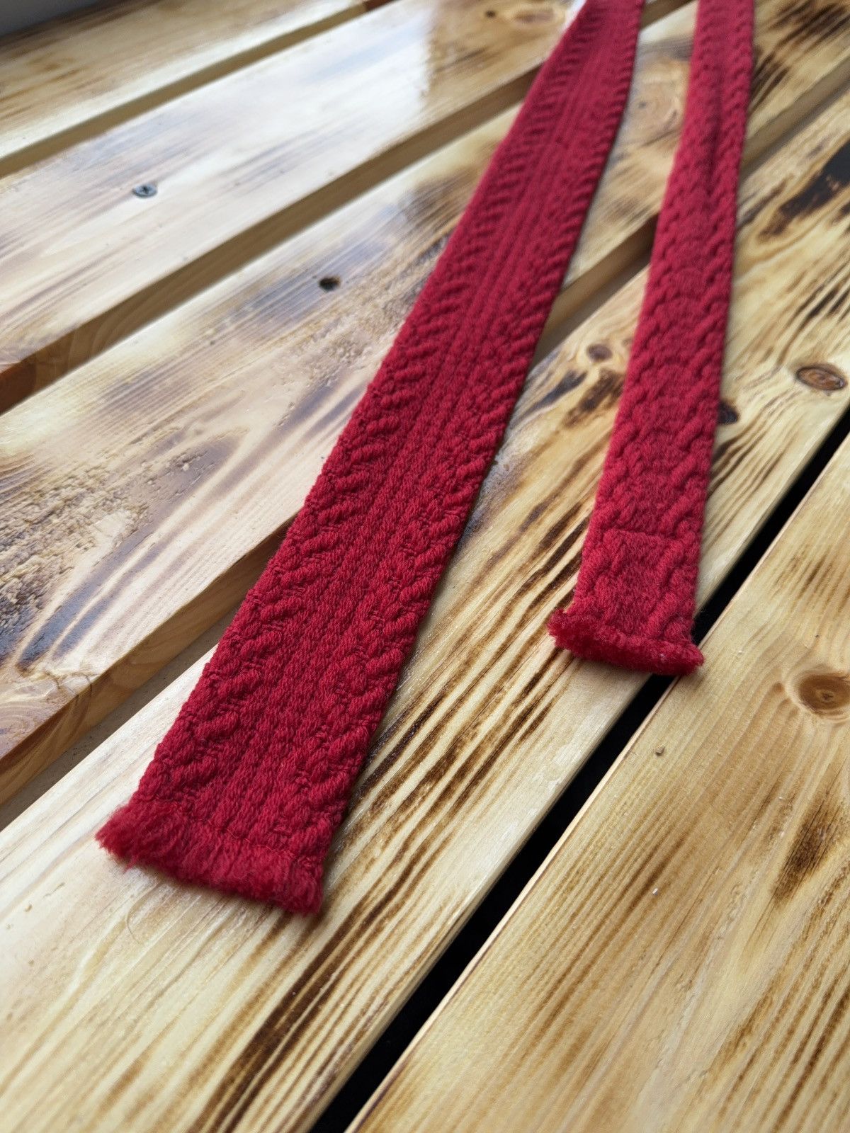 Japanese Brand Vintage 70s Archive Red Knit Wool Tie Ivy Preppy Classic Size ONE SIZE - 3 Thumbnail