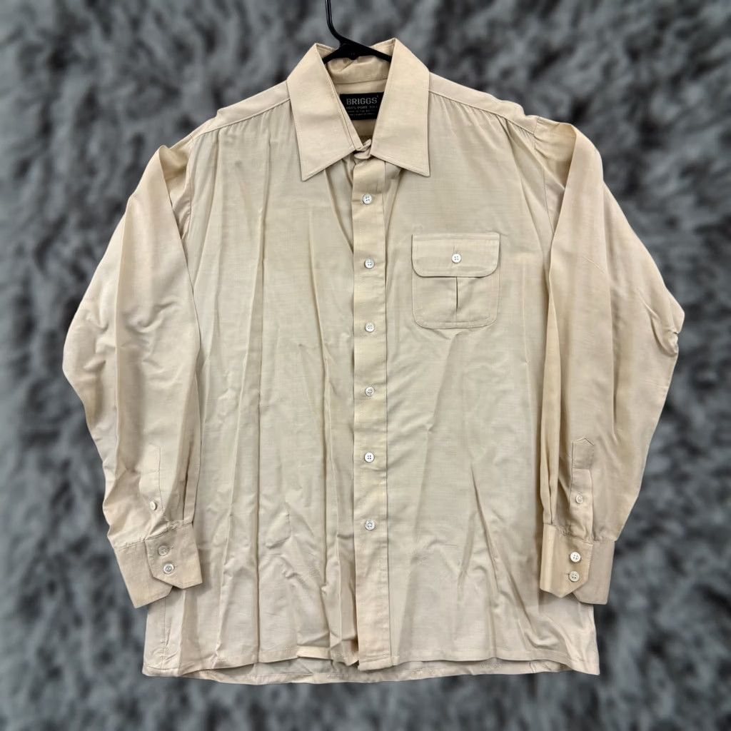 Vintage VINTAGE Briggs Shirt Mens Large Beige 80s Long Sleeve Button Silk Preppy Relaxed Size US L / EU 52-54 / 3 - 1 Thumbnail